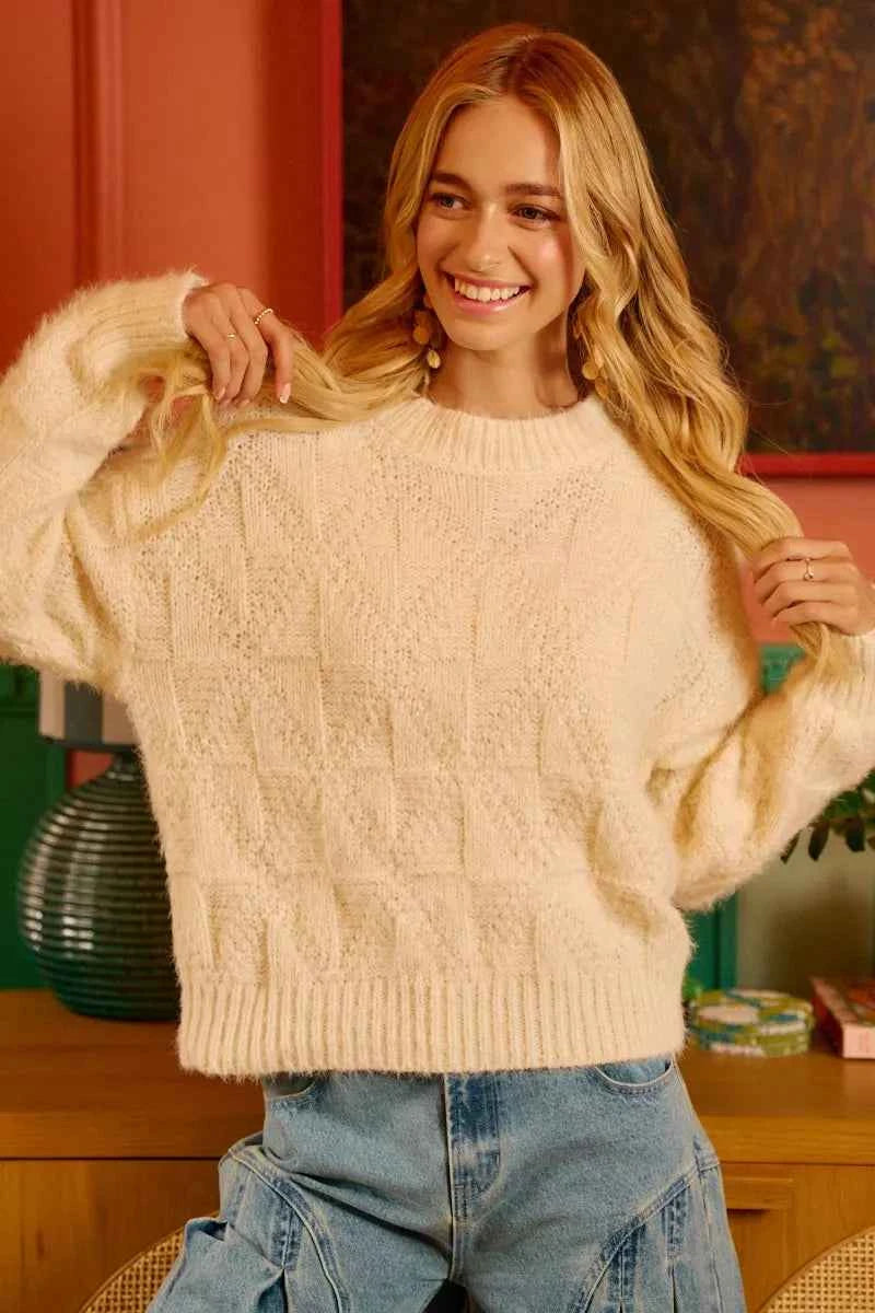 BiBi Checker Board Drop Shoulder Sweater b1a884543cb9484c946ea978806a5fe0-Max-Origin