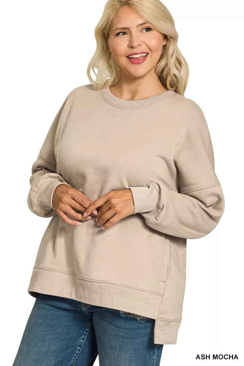 Zenana Full Size Fleece Hi-low Boyfriend Sweatshirts with Pockets Plus Size b1e71f42-d2d0-4827-876c-ed3df5e3fd83-Max-Origin