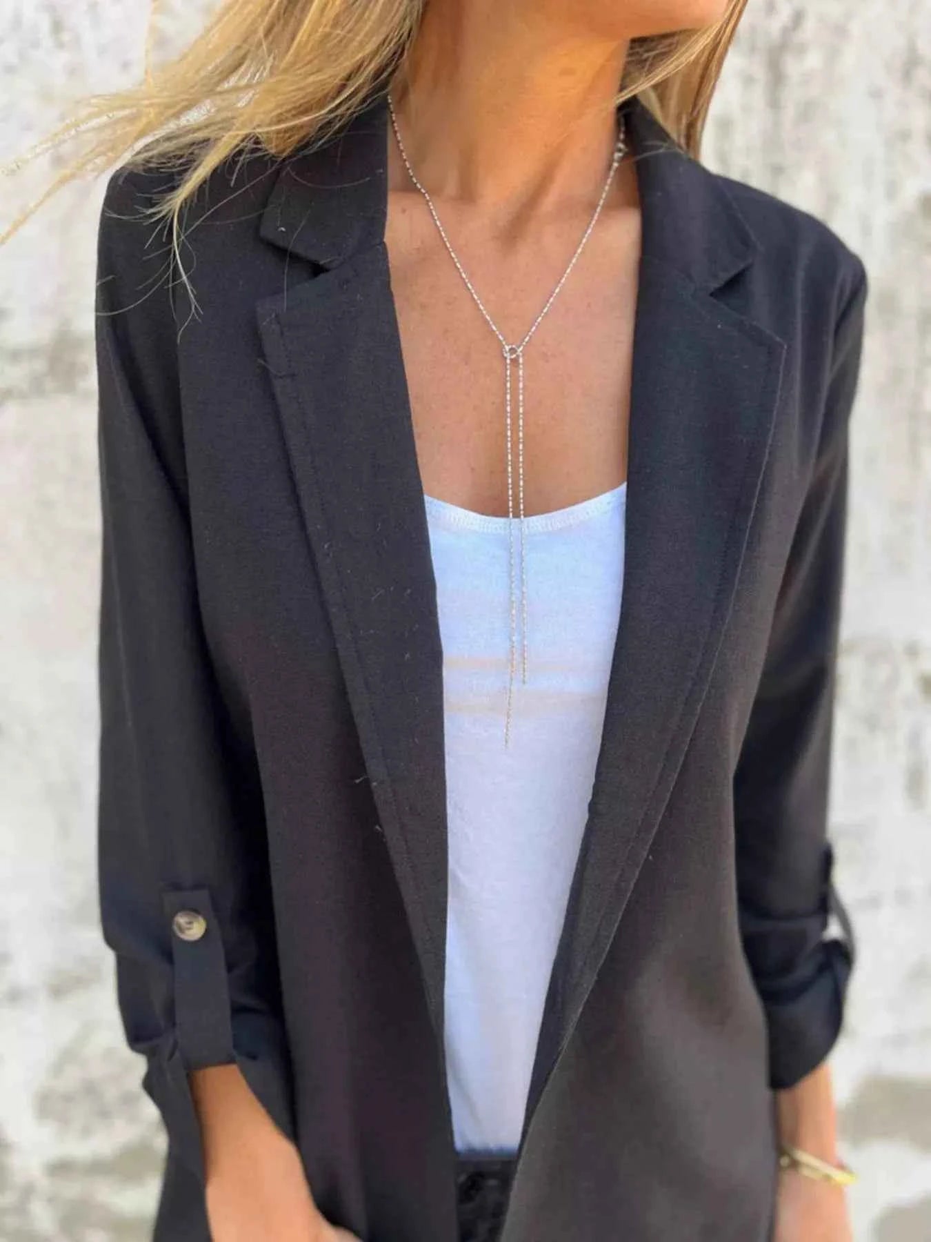Full Size Lapel Collar Long Sleeve Blazer Plus Size Black b215358f56cb4daf8d207c7c9db5f60b-Max-Origin