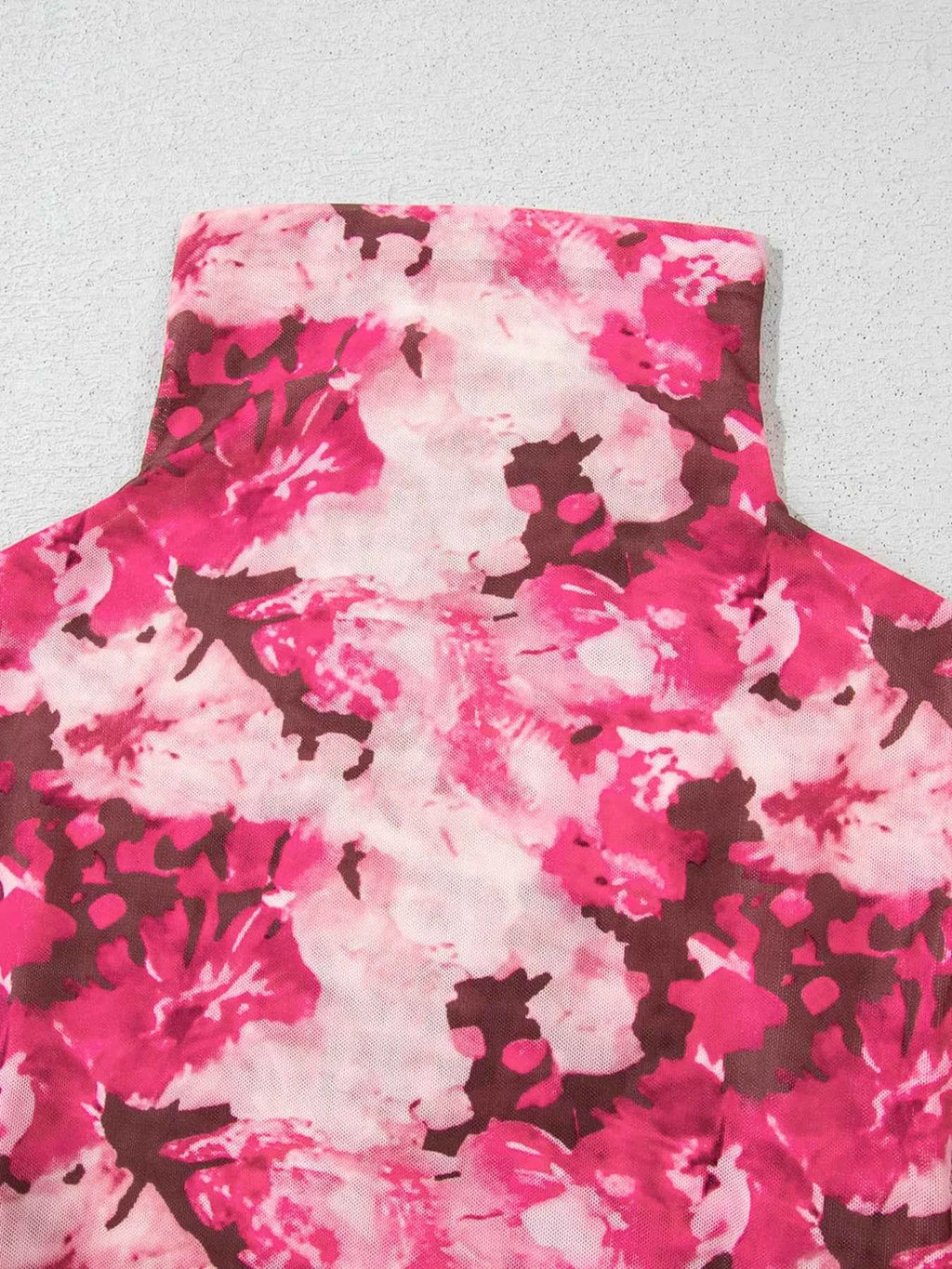 Floral Mesh Flounce Sleeve Mock Neck Blouse b2252c3edead41e094dcb0f5c9133e06-Max-Origin