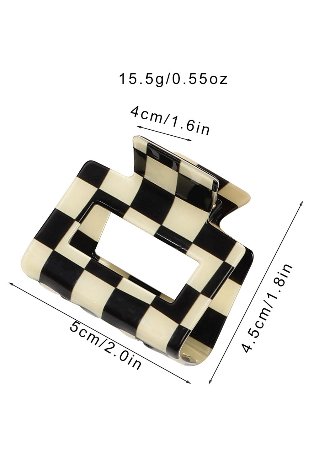 Black Checkerboard Print Hollowed Mini Square Claw Clip b23320fbf22af755