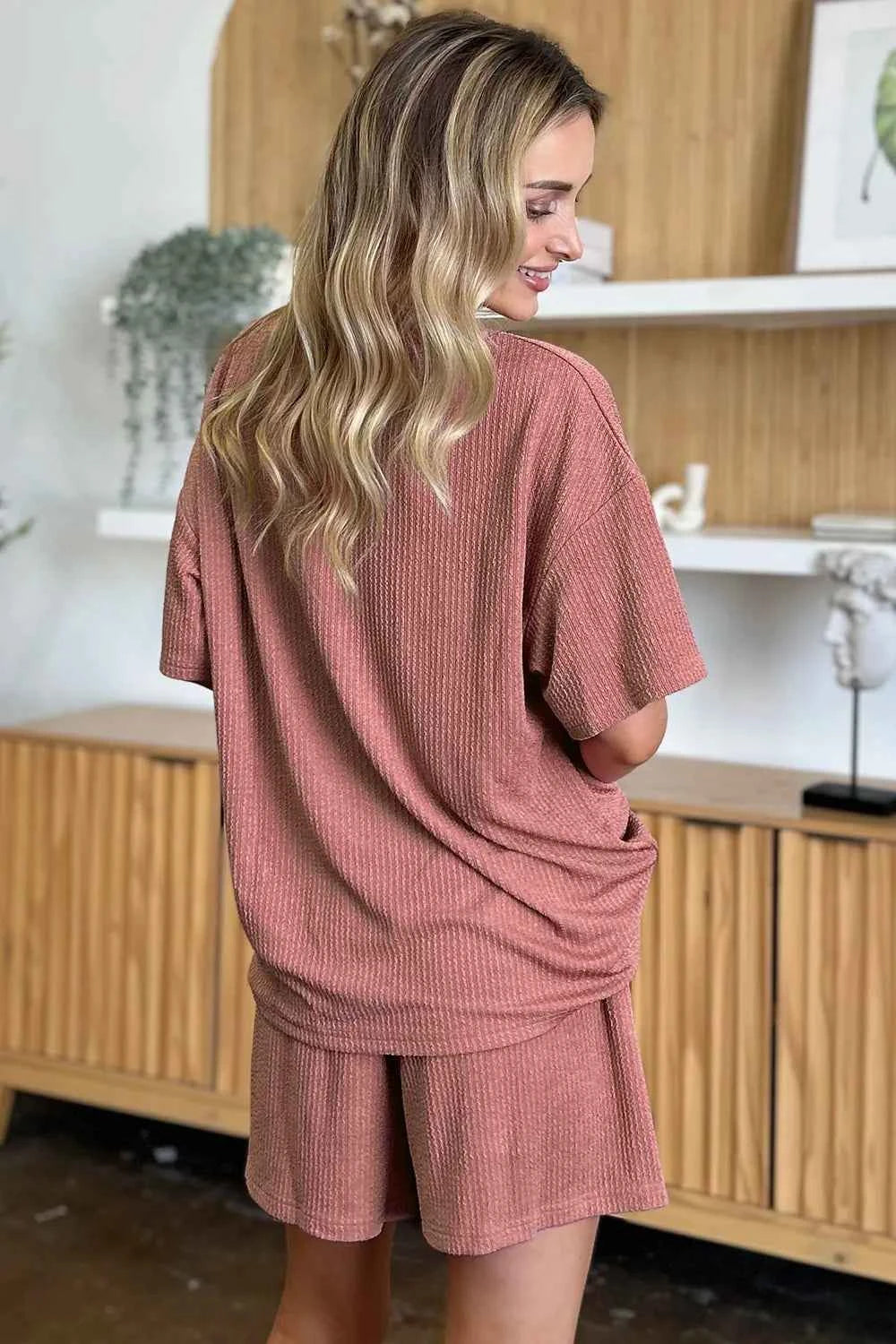 Double Take Full Size Round Neck Short Sleeve T-Shirt and Shorts Set b2707b36-5c4c-48c4-a0fc-ebf58da54766-Max