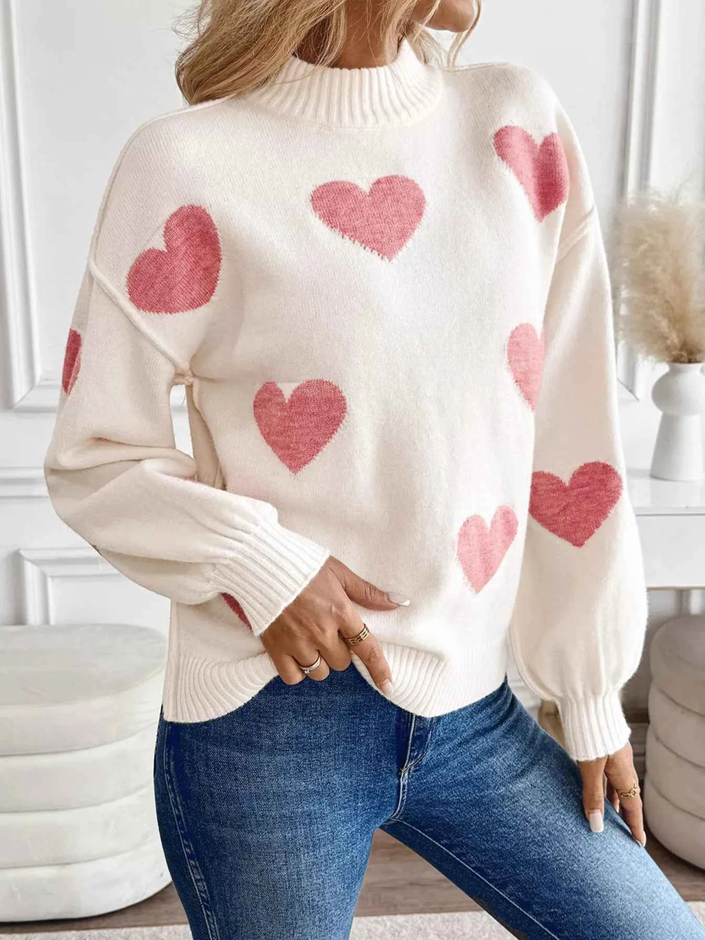 Heart Mock Neck Long Sleeve Sweater b27136b89f2e4798b034f6c45e0b64fc-Max-Origin