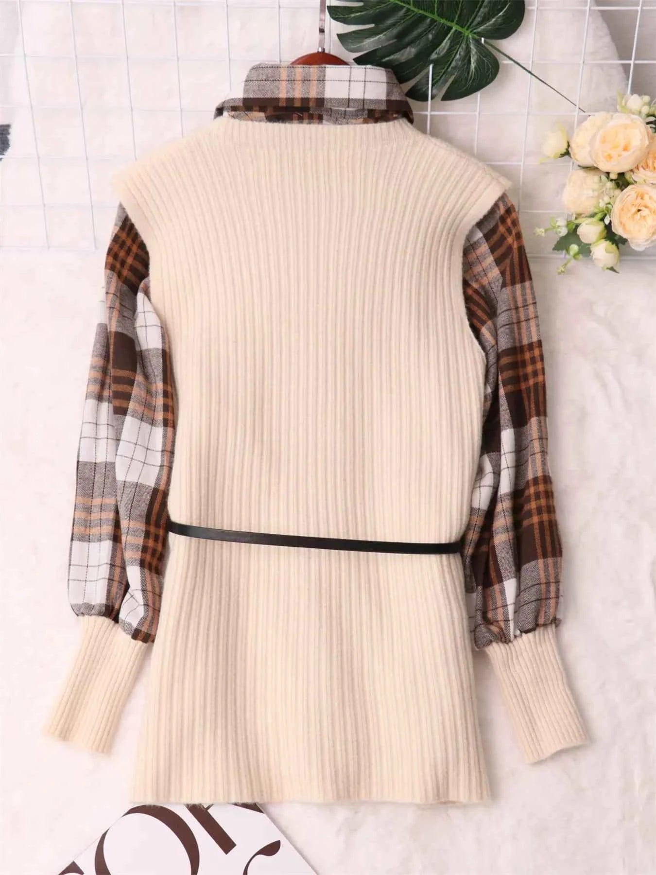 Plaid Long Sleeve Sweater Dress b27ef1c4397547489e1a7ba2054acb31-Max-Origin
