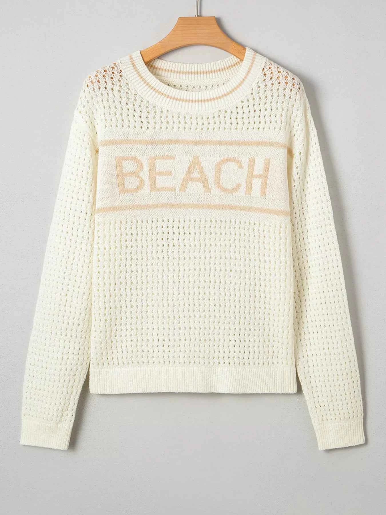 BEACH Hollow Out Knitted Lightweight Dolman Sweater b28a822cdf3e461d925de9712ad390a7-Max-Origin