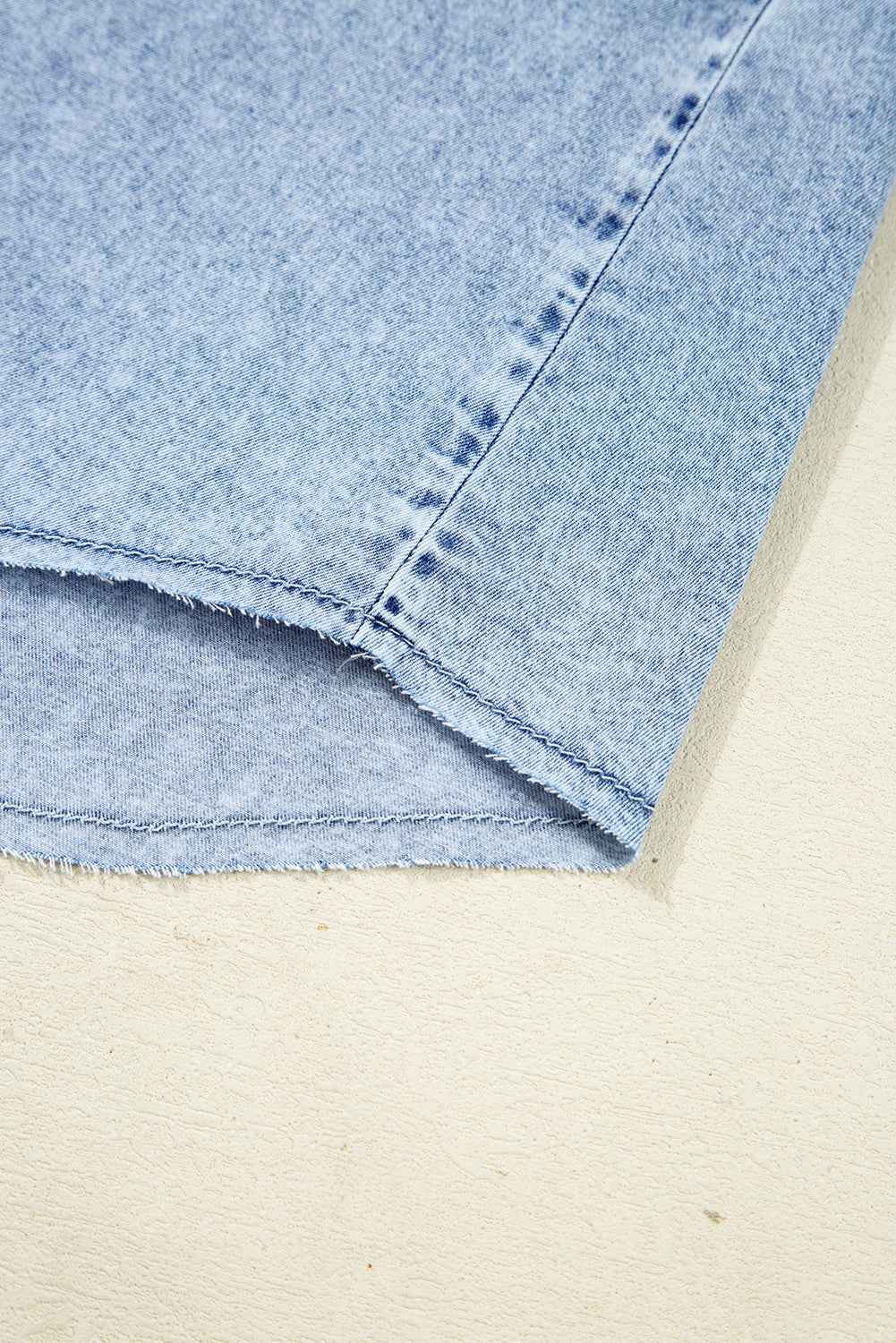 Beau Blue Chest Pocket Raw Hem Denim Loose Shirt Dress b28b16dc703d204f