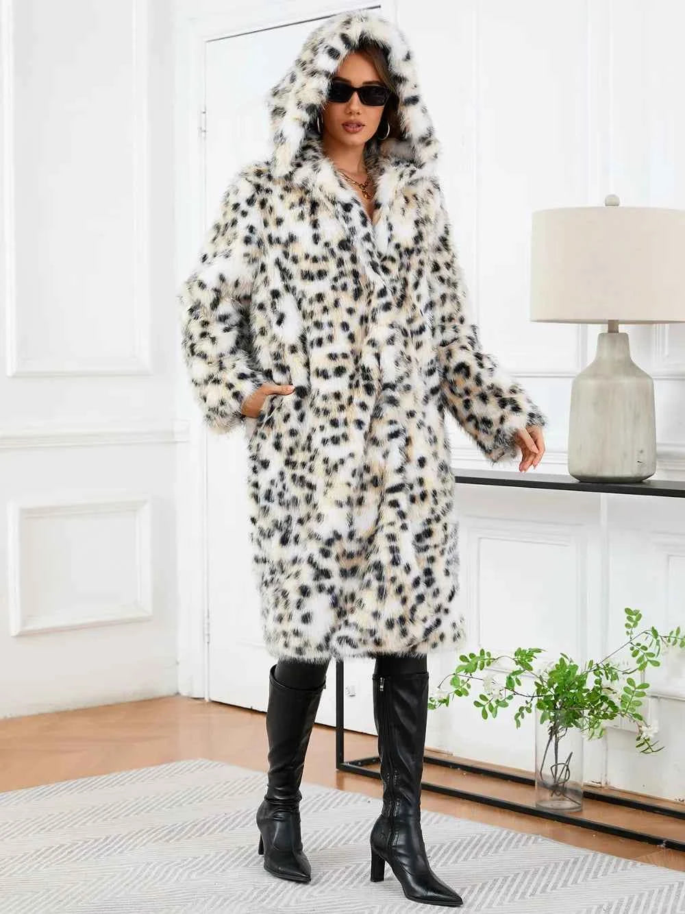 Thermal Leopard Faux Fur Hooded Outerwear b2993d9c-4ab1-4b99-8f17-fce1a0c40054-Max