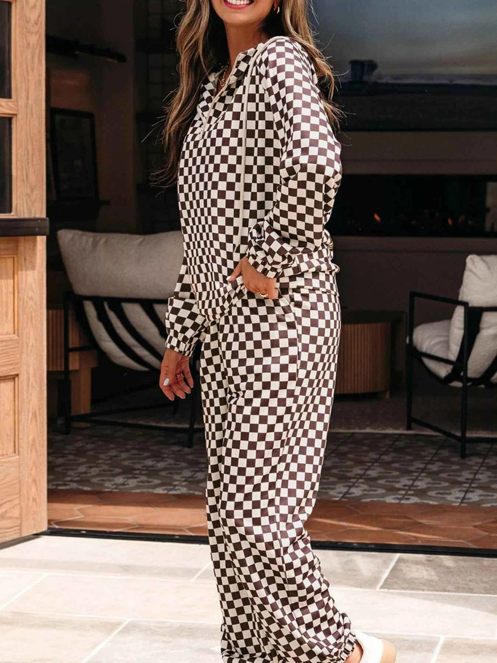 Checkered Drawstring Hoodie and Pants Set b29e224f-2372-4422-af2a-82050c788b5a-Max-Origin