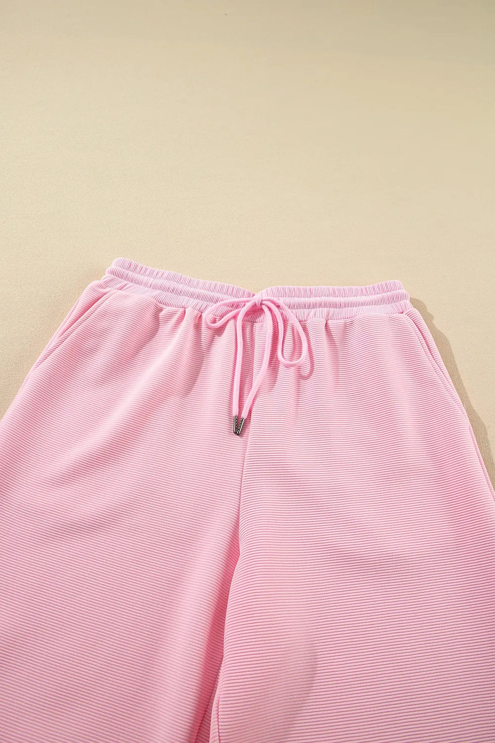 Textured Ruffled Sleeve Zipped Top and Wide Leg Pants Set b2b27801-1bfc-41d9-b814-3d99f58a8d06-Max-Origin