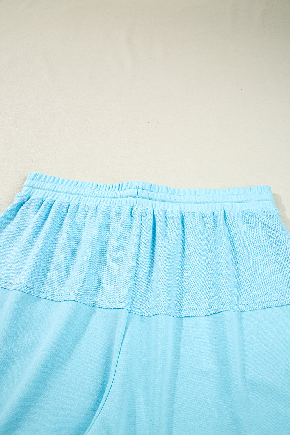 Aruba Blue Solid Color Pullover Top Plus Size Raw Hem Shorts Set b2b31cf739fe4666