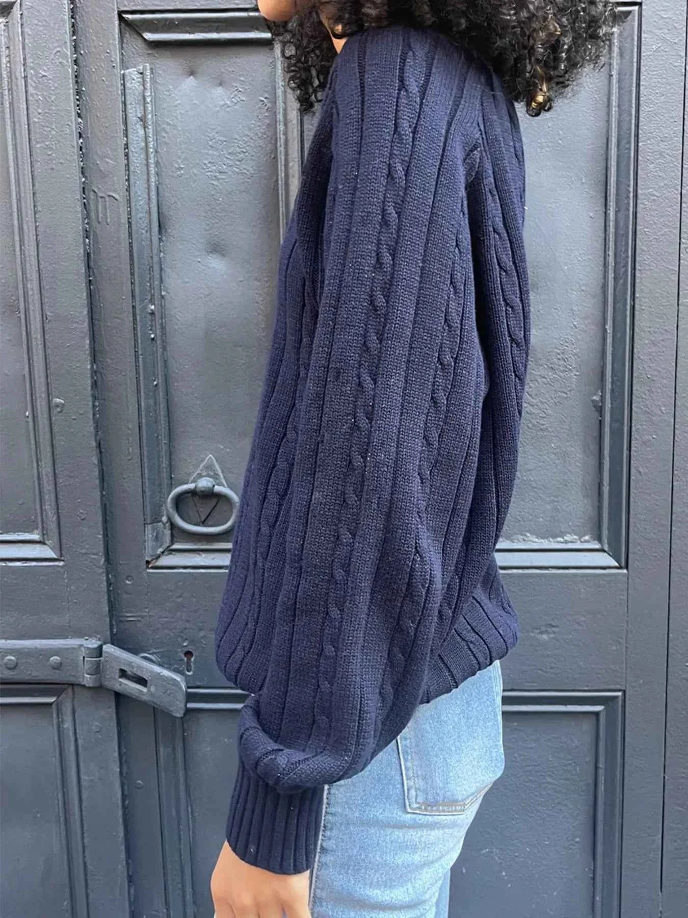 Cable Knit V-Neck Pullover Sweater b308545f04324a9ebd070030aad601a6-Max-Origin