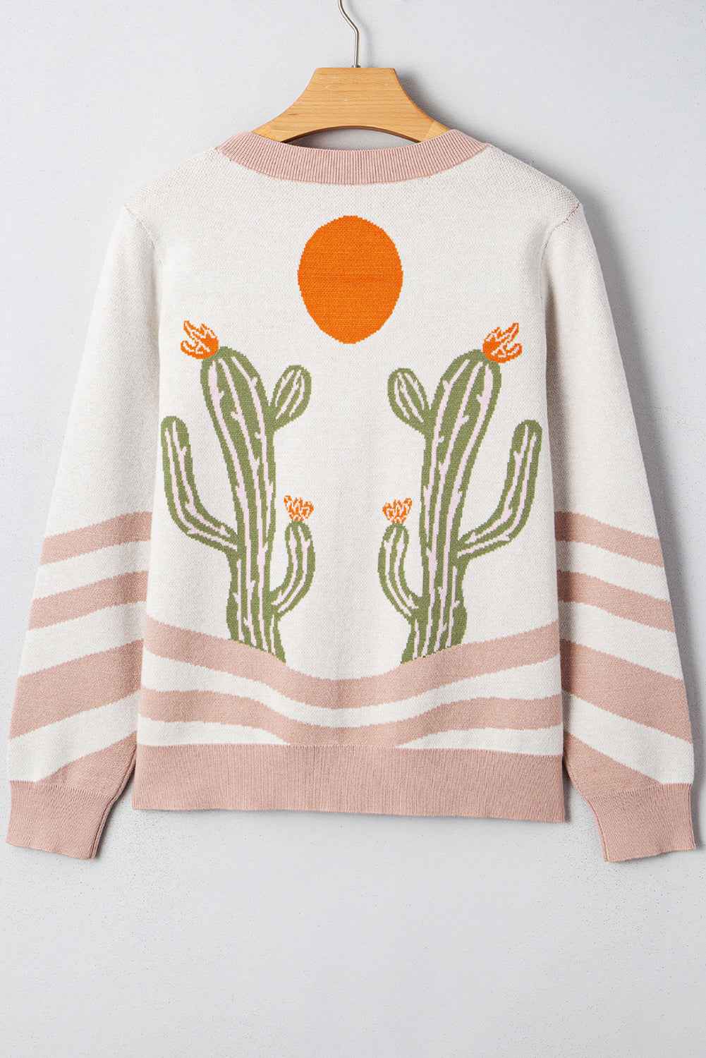 Apricot Cactus Pattern Button Front Knit Cardigan b32a411646a230d8