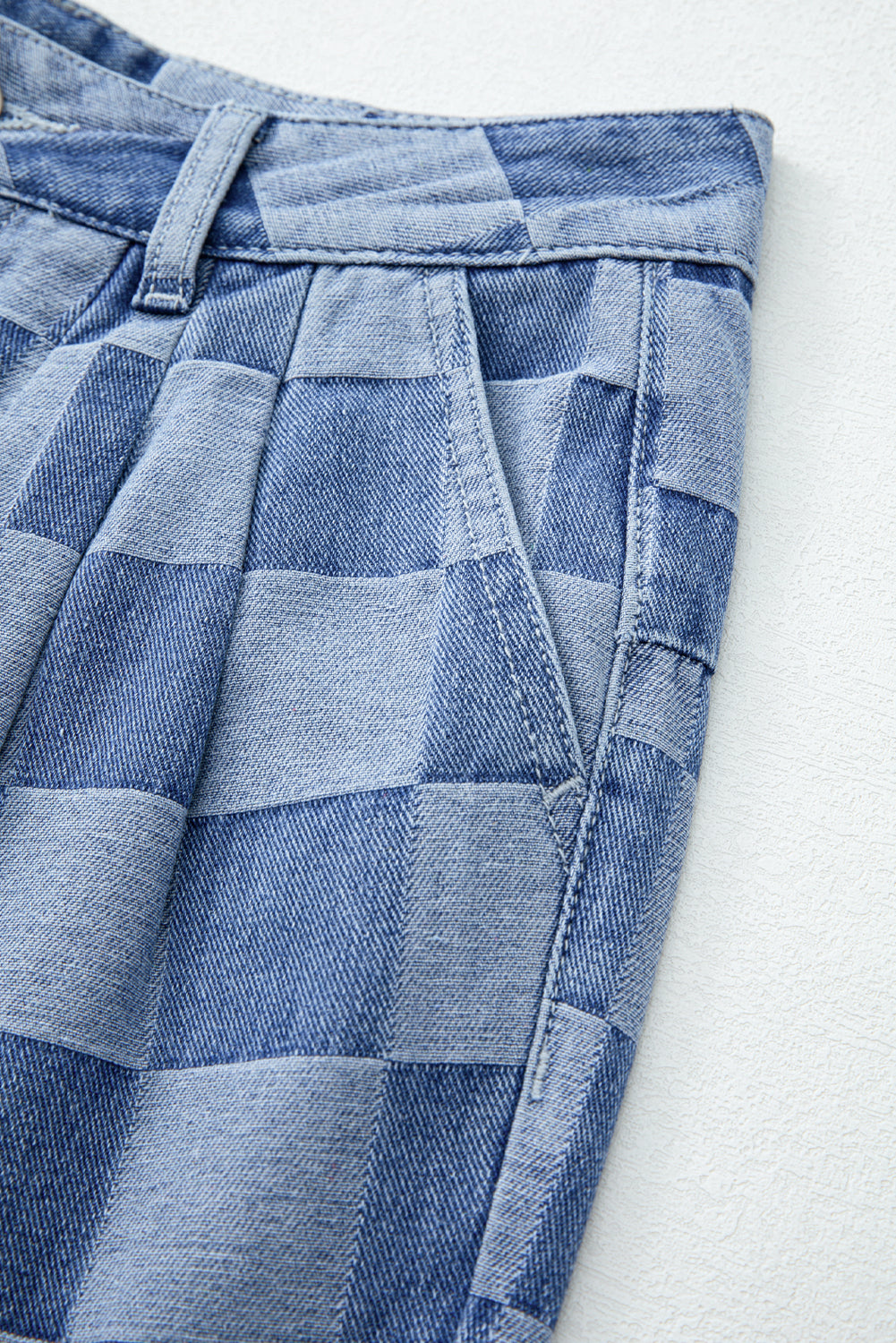 Dusk Blue Checkered Light Washed Wide Leg Jeans b331cda88d5b6dc2