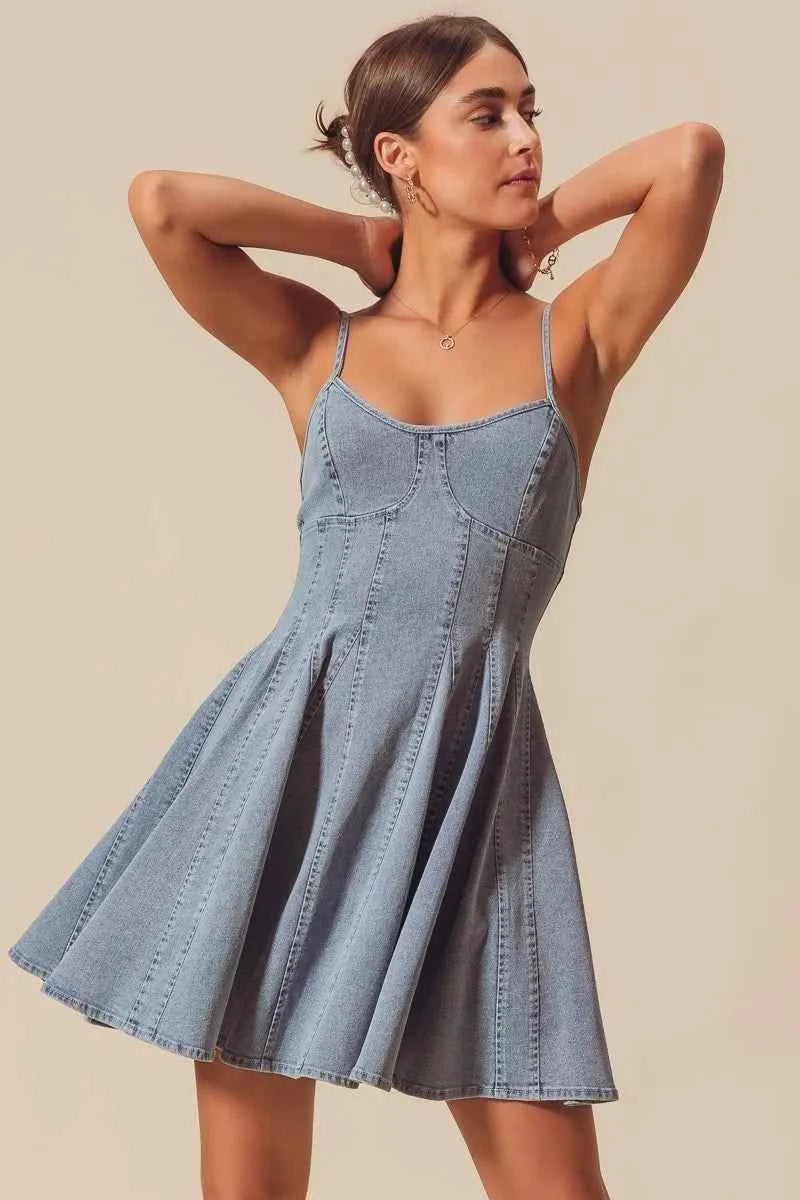 SO ME A Line Fit and Flare Denim Mini Dress b35afc1a40cd469690b646eaea46cebc-Max-Origin