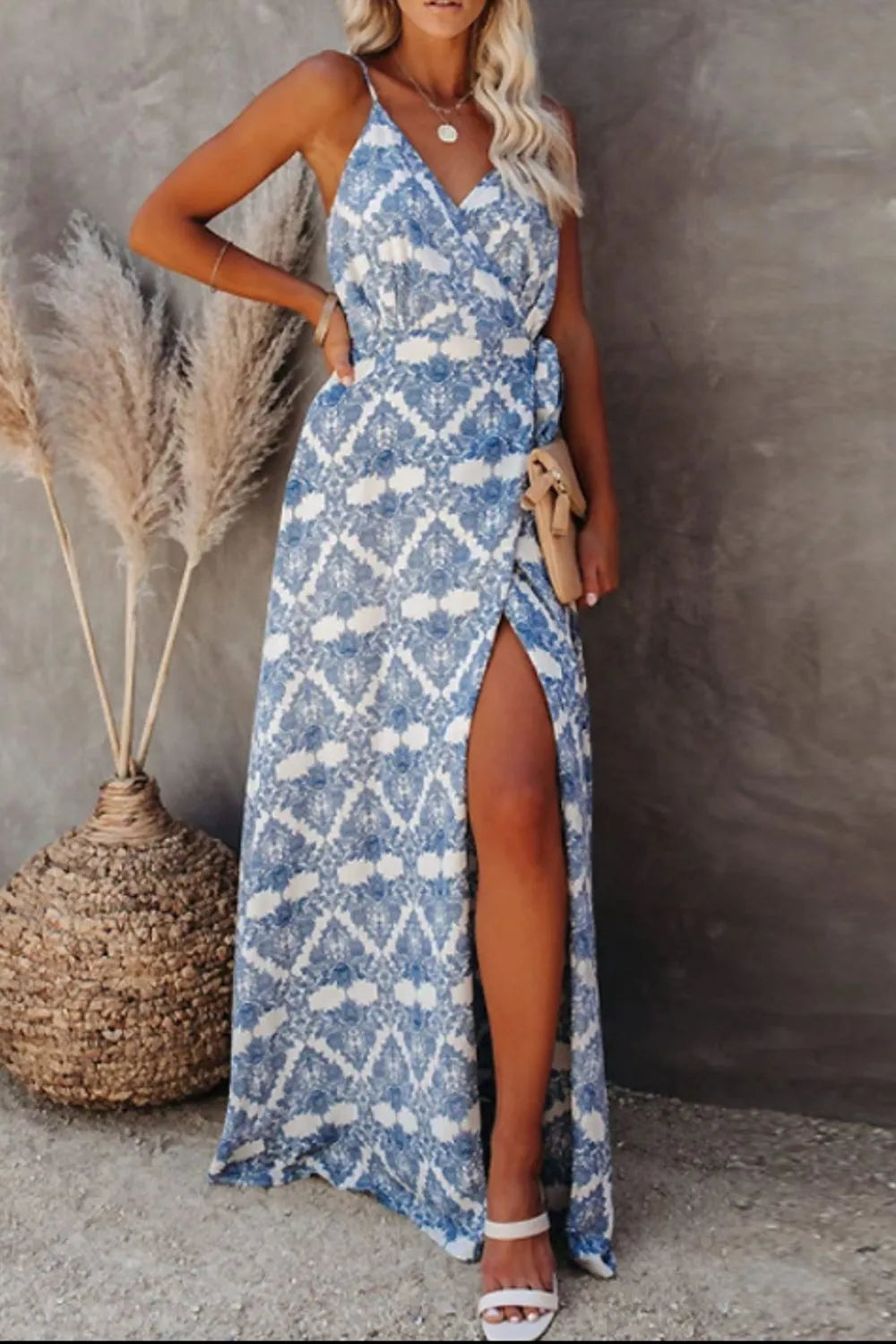 Printed Tied Maxi Cami Dress b38c7c4a-6fc6-4acc-80cb-ee31caa5a585-Max