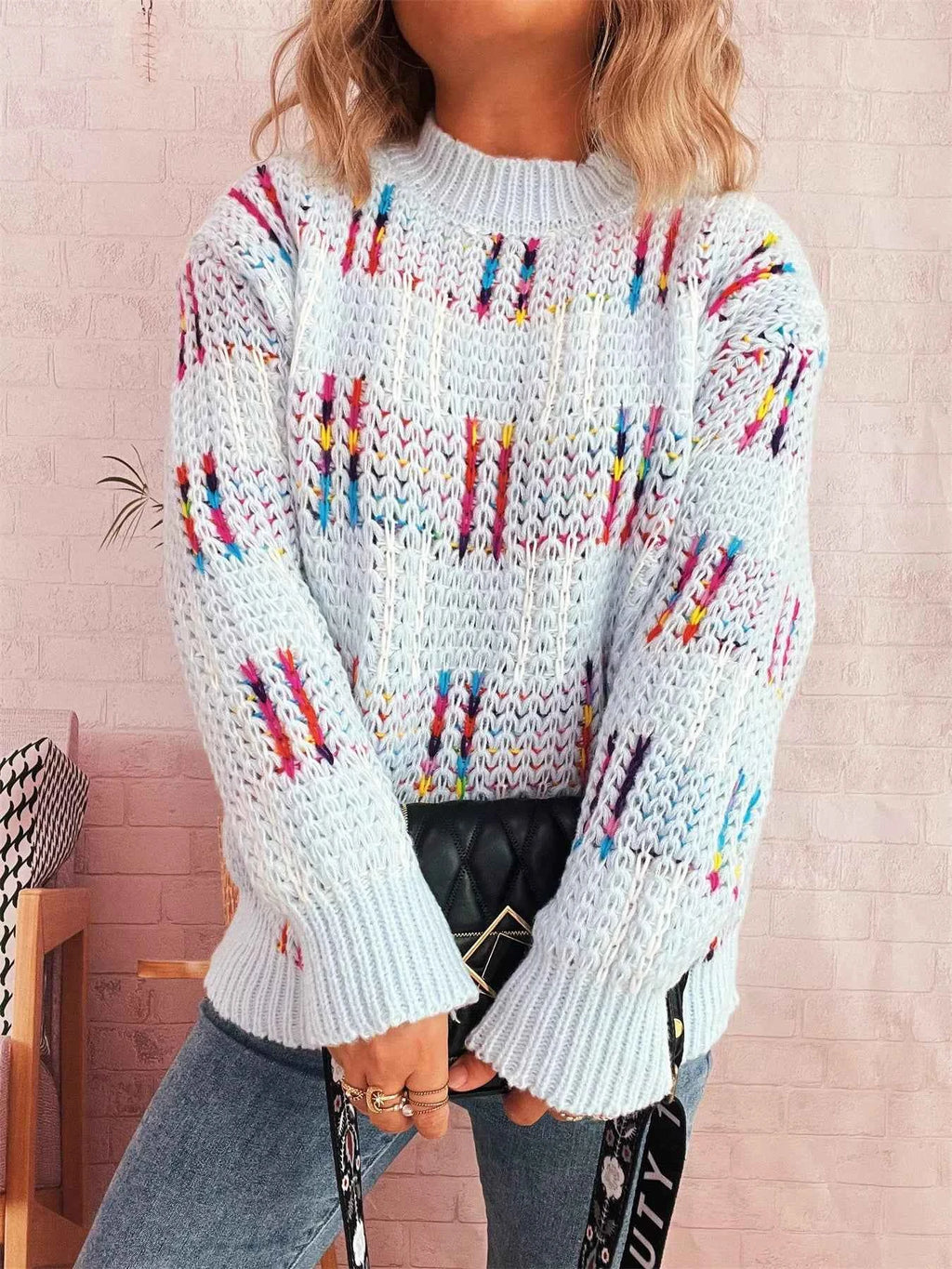 Colorful Round Neck Long Sleeve Sweater b39cd7f4df784a9ea9a2351a6d29e0d2-Max-Origin