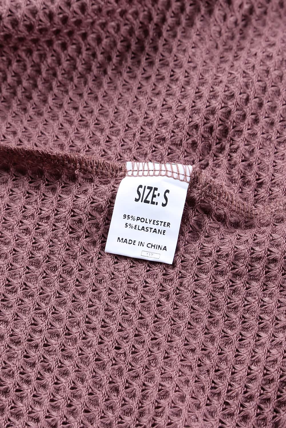 Purple Waffle Knit Split V Neck Drop Shoulder Long Sleeve Top b3bed2dab8fd7f3b