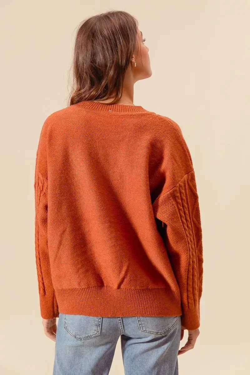 SO ME Embroidered Flower Cable Knitted Sweater b3d5bfb6d83c4cae97dc6056936c6439-Max-Origin