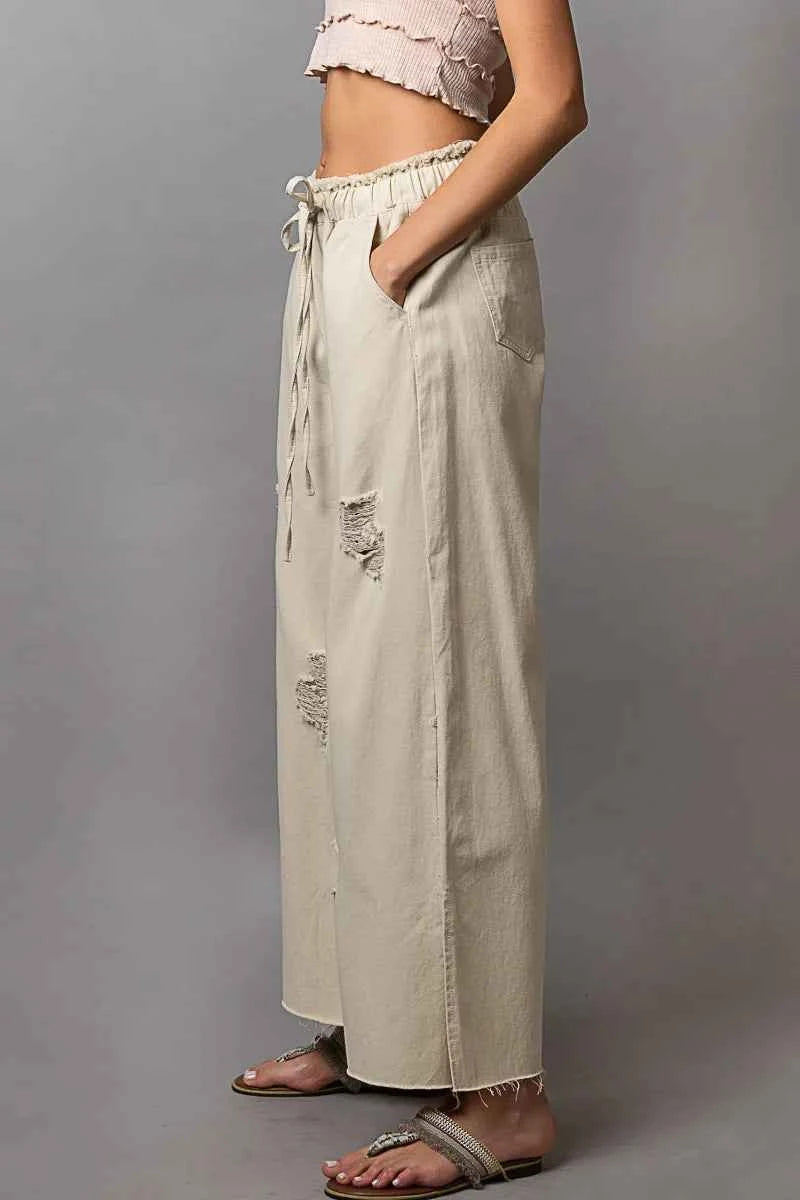 POL Distressed Drawstring Slit Wide leg Pants b3d87a35-df02-49ea-af13-911b2c17cee0-Max-Origin