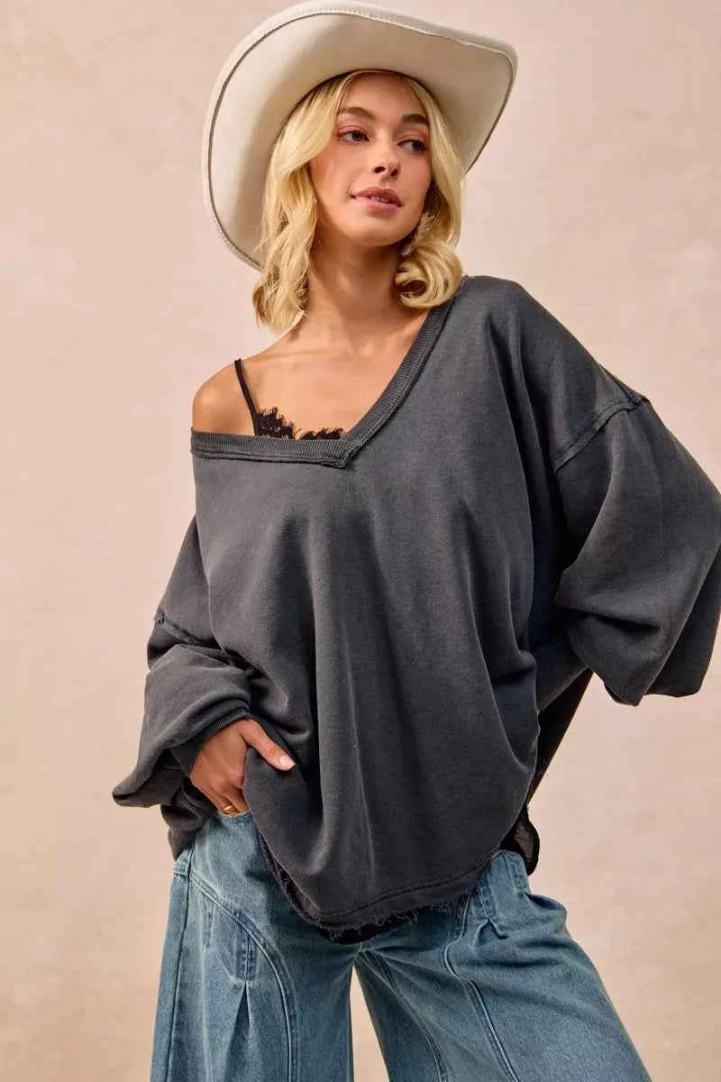 BiBi Mineral Washed French Terry Oversized Sweatshirt b42b8cd01fab47749677ac3460d5af9f-Max-Origin