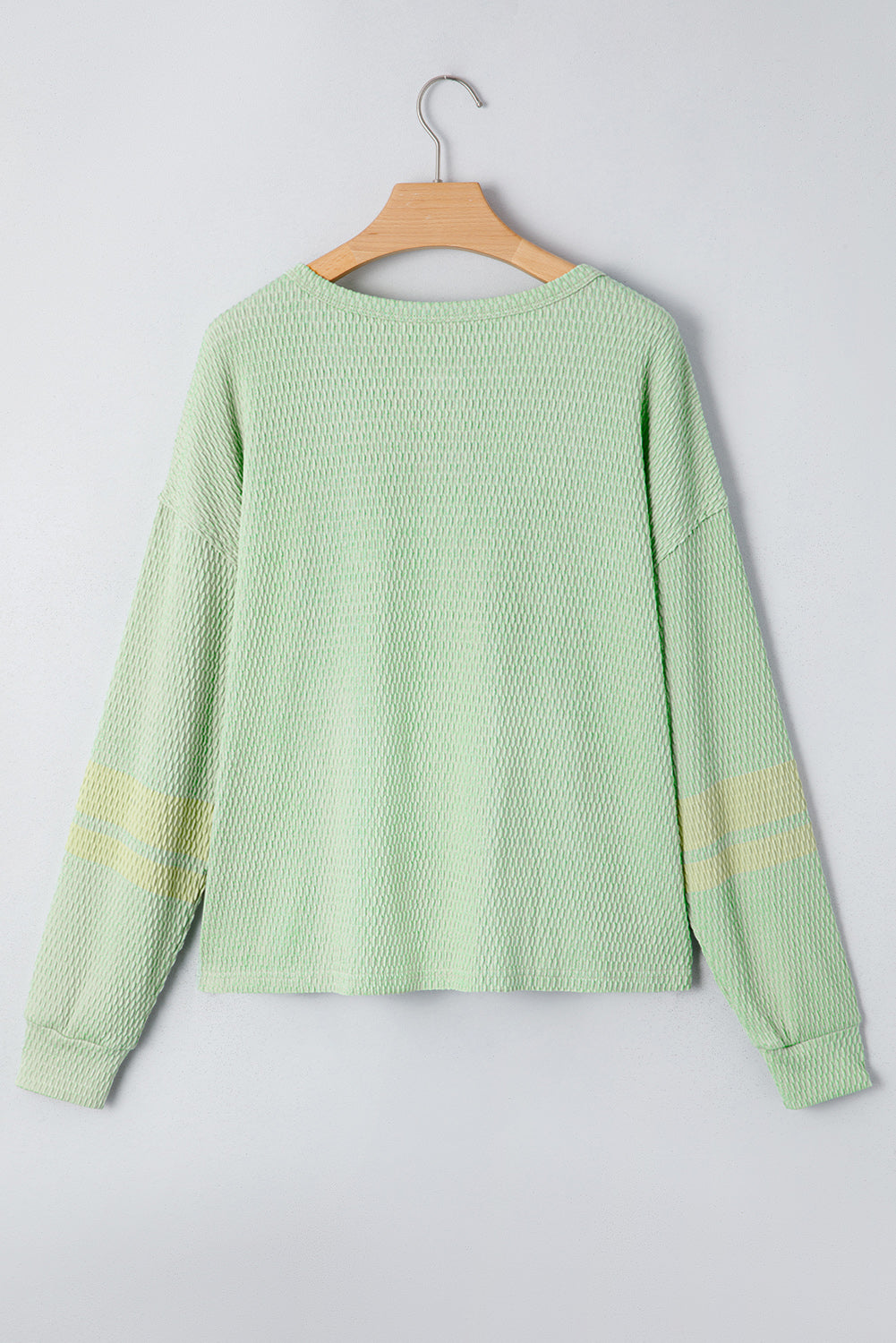 Meadow Mist Green Textured Colorblock Sleeve Henley Sweatshirt b43632006dd12c04