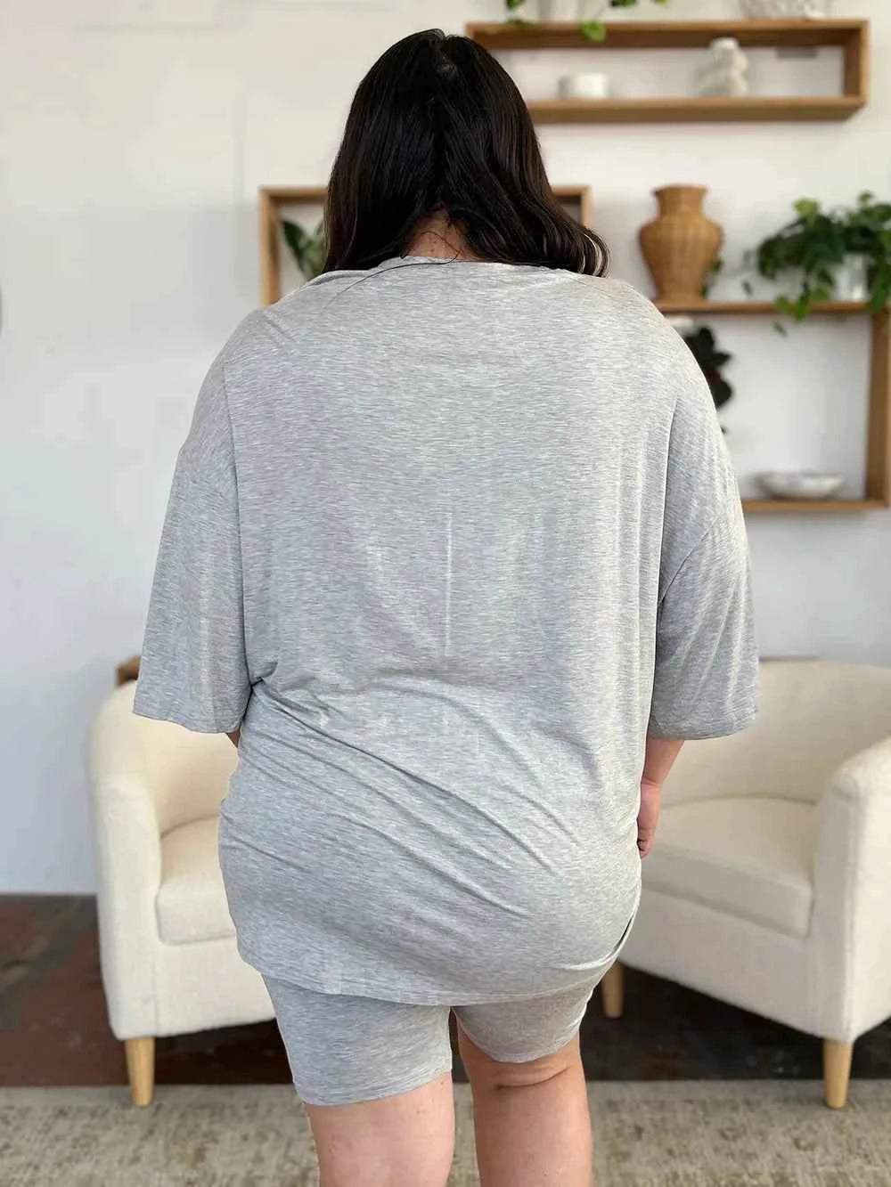 Basic Bae Bamboo Full Size Round Neck Drop Shoulder T-Shirt and Shorts Set b4673664-0365-4c15-a0d6-36a7fb24bc01-Max