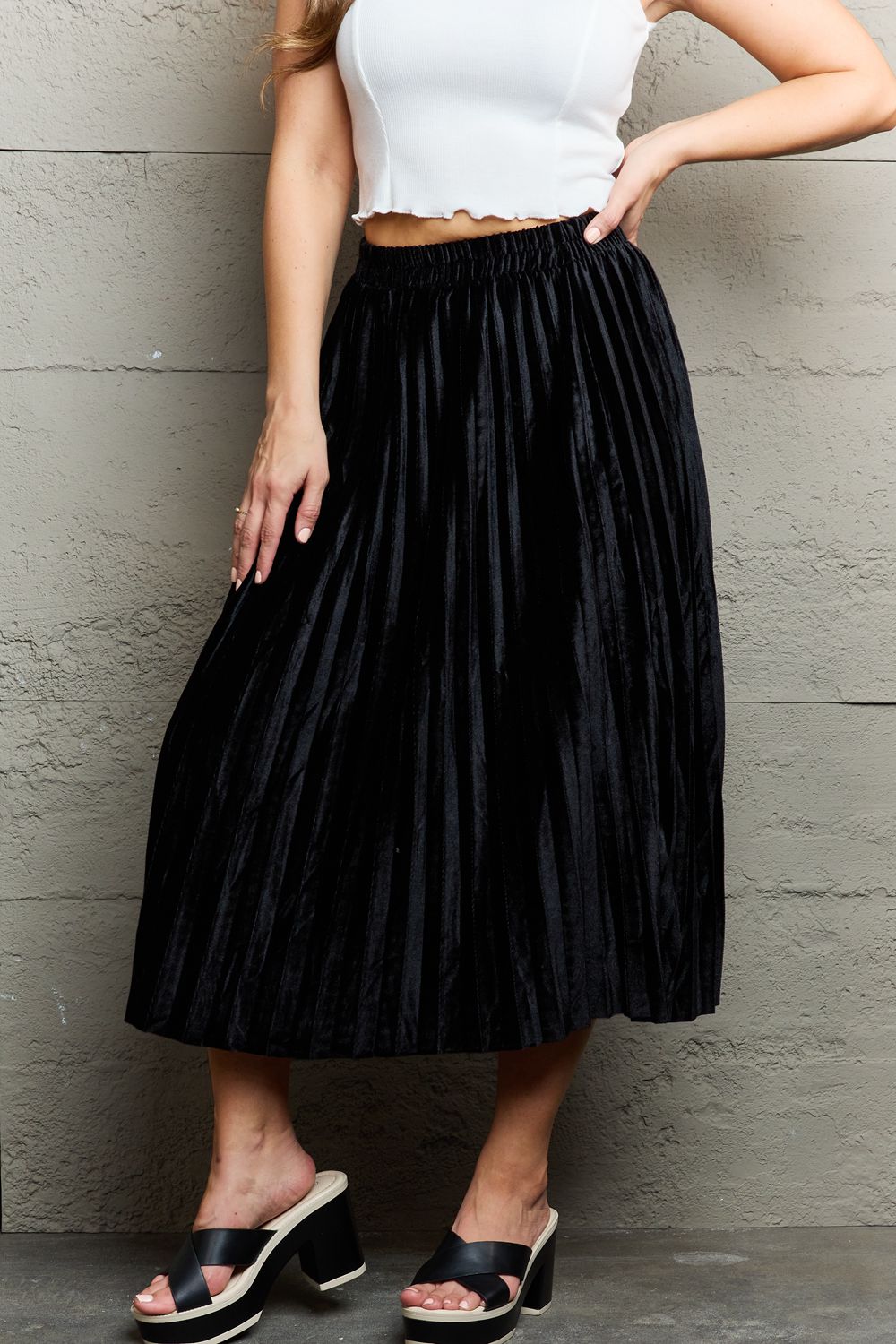 Ninexis Accordion Pleated Flowy Midi Skirt b471dee02c3a4c269723a31d673256ac-Max