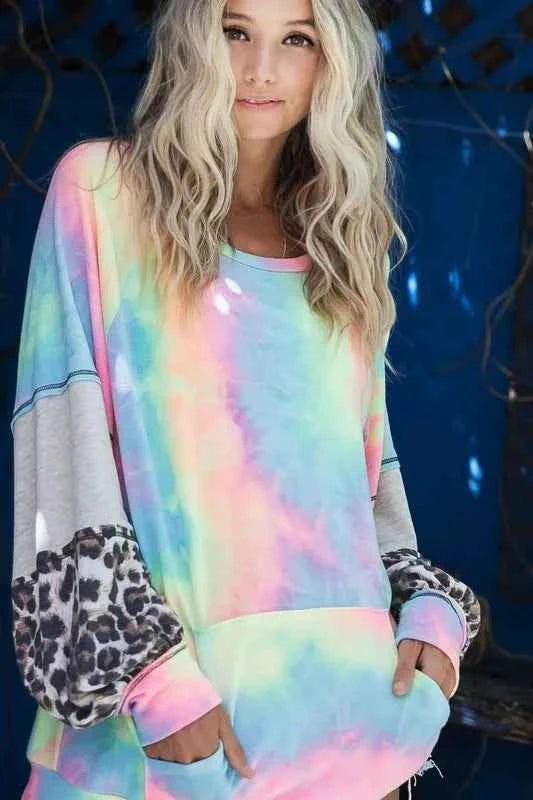 BiBi Tie Dye French Terry Sweatshirt with Contrast b48c0154419d440ea6f6c25c42688d3f-Max-Origin