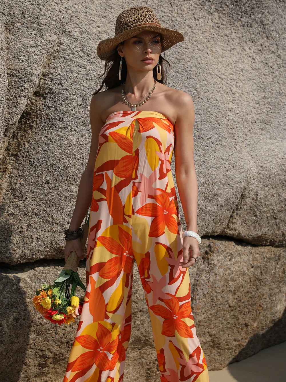 Tied Printed Tube Wide Leg Jumpsuit b49a8af9-5e60-4485-97f3-4015e4afd7c8-Max