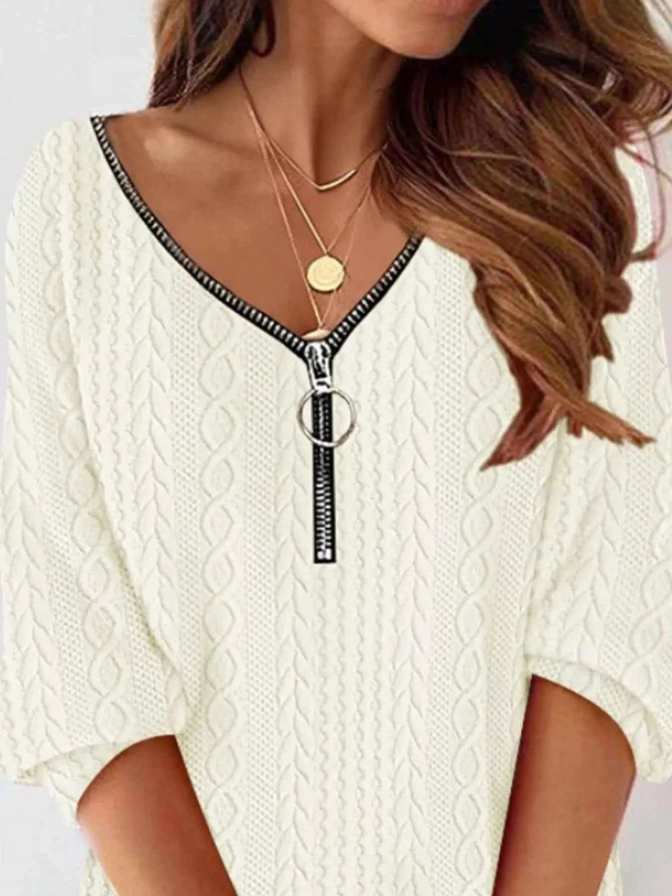 Zip Detail Textured Knit Mini Sweater b4aee2fc-d2c6-40b2-9c18-51e6eecadc35-Max-Origin