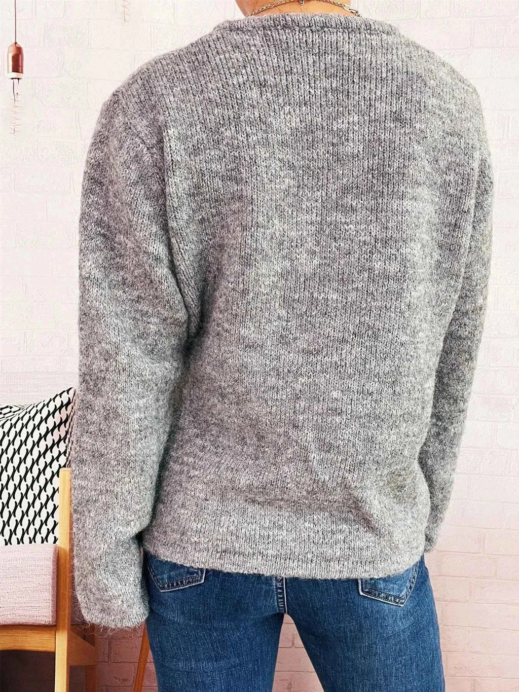 Button-Front Side-Tie Sweater b4c54fb50fd3425a8e310761e6a51c03-Max-Origin