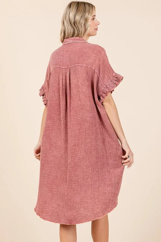 Mittoshop Mineral Wash Cotton Gauze Mini Shirt Dress b4d35885-bd57-49b6-b9e5-aeea4b95894d-Max