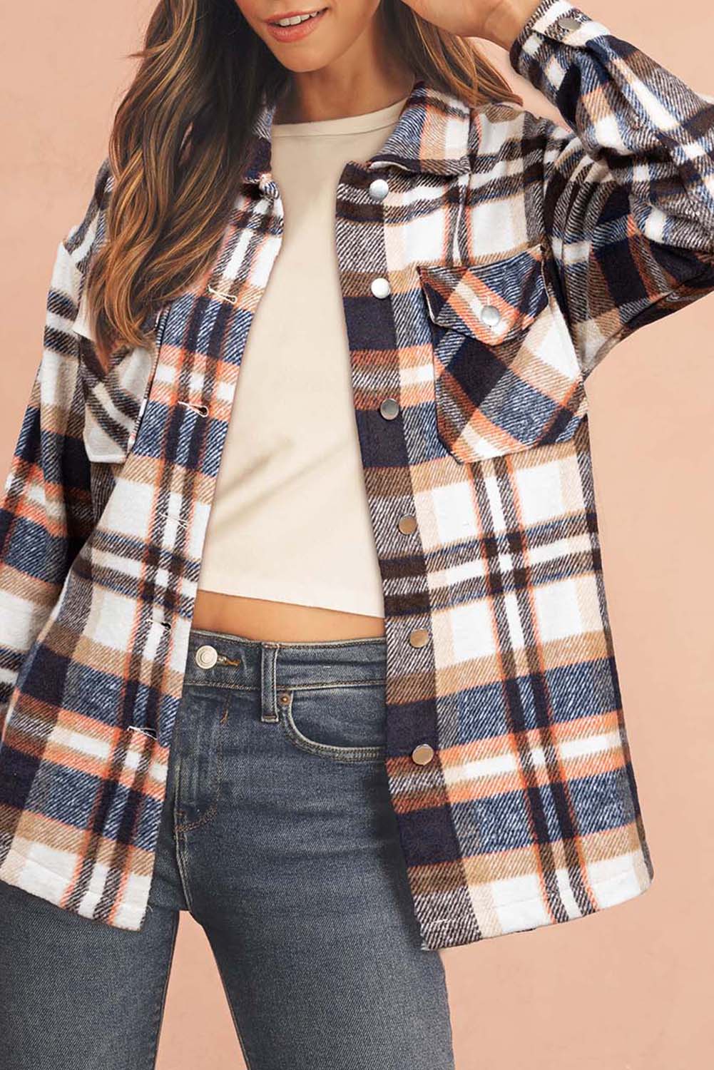 Red Plaid Button Front Pocket Shirt Shacket b4d833c50e56ed31