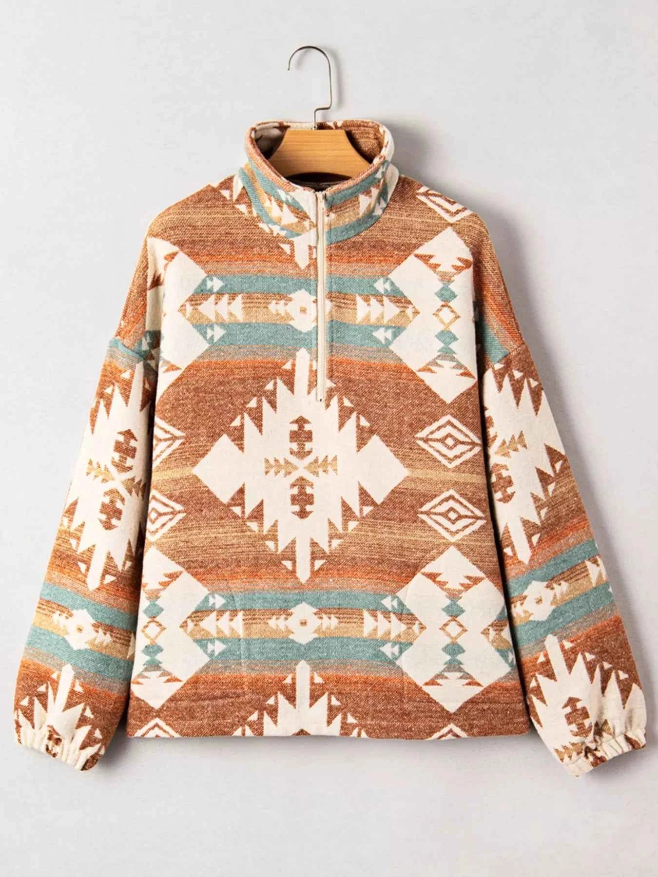 Quarter Zip Elastic Cuffs Aztec Sweatshirt b4f7180b6f254ae1bf4984ce140906d7-Max-Origin
