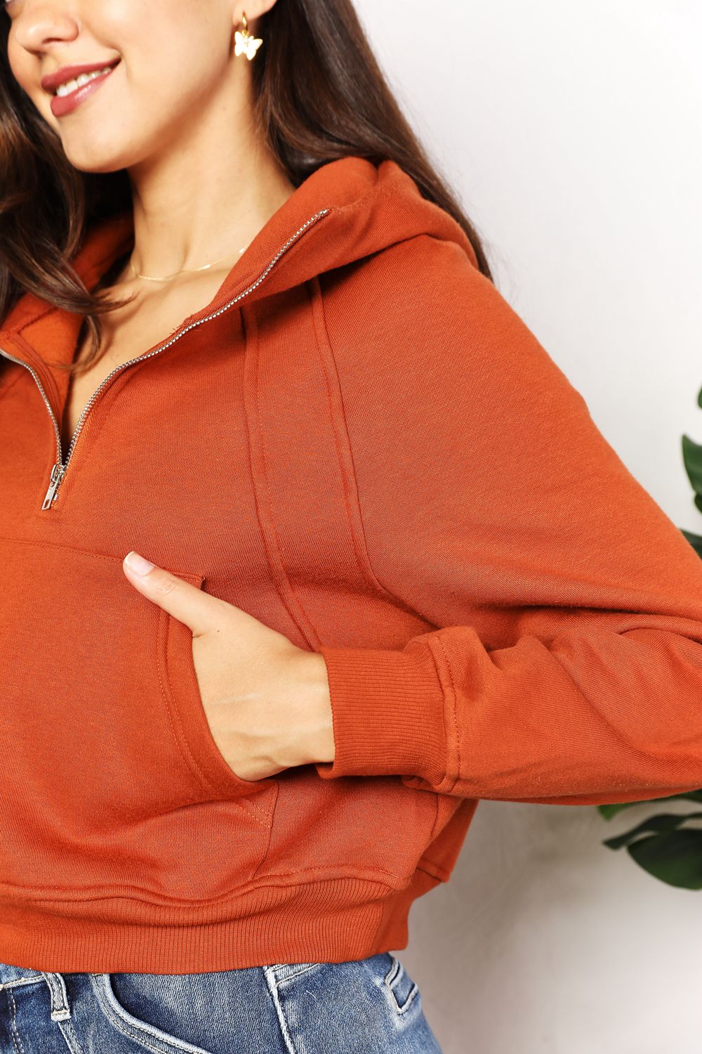 Double Take Half-Zip Long Sleeve Hoodie b509cc40d9ea451c86fbf5dcd52c3729-Max