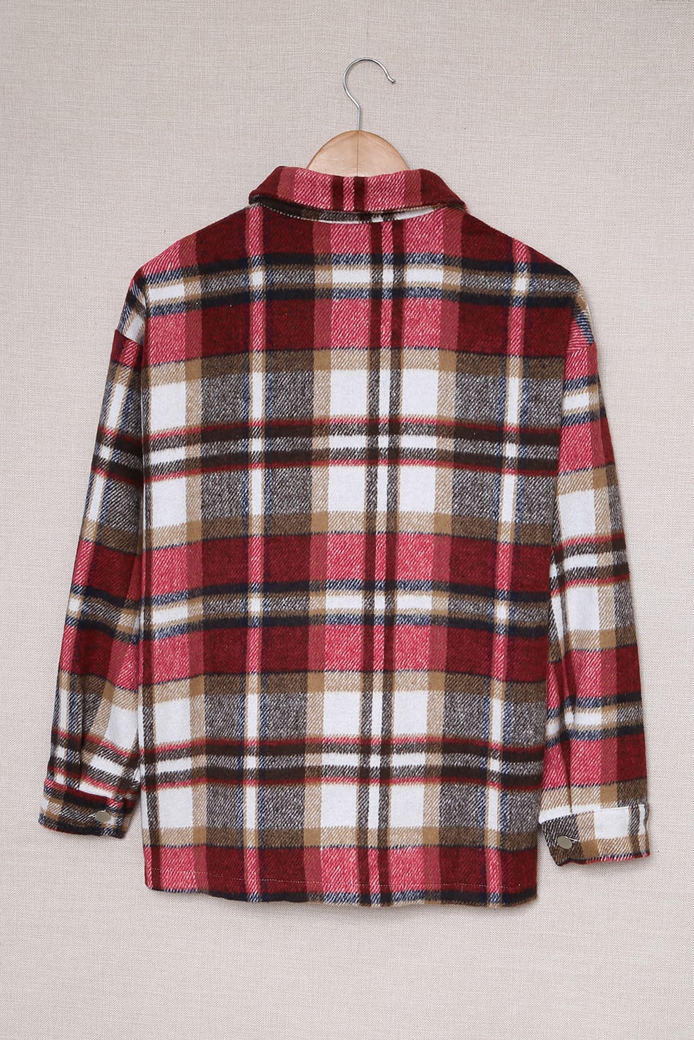 Red Plaid Button Front Pocket Shirt Shacket b5134bd789251640