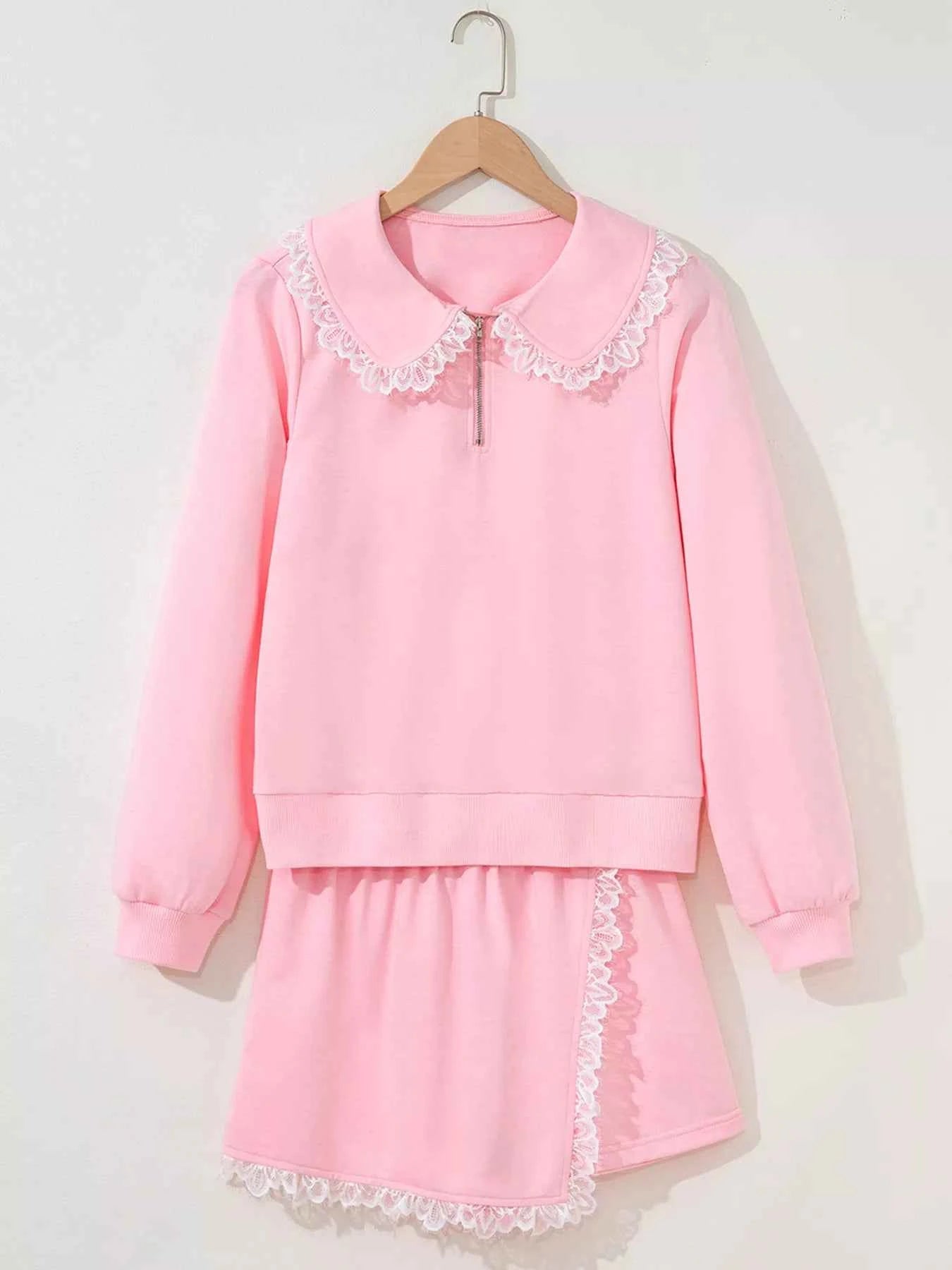 Peter Pan Lace Embellished Neck Sweatshirt and Skirt Two Piece Set b51378c7c2044e7cae2019fa37e2a8bc-Max-Origin