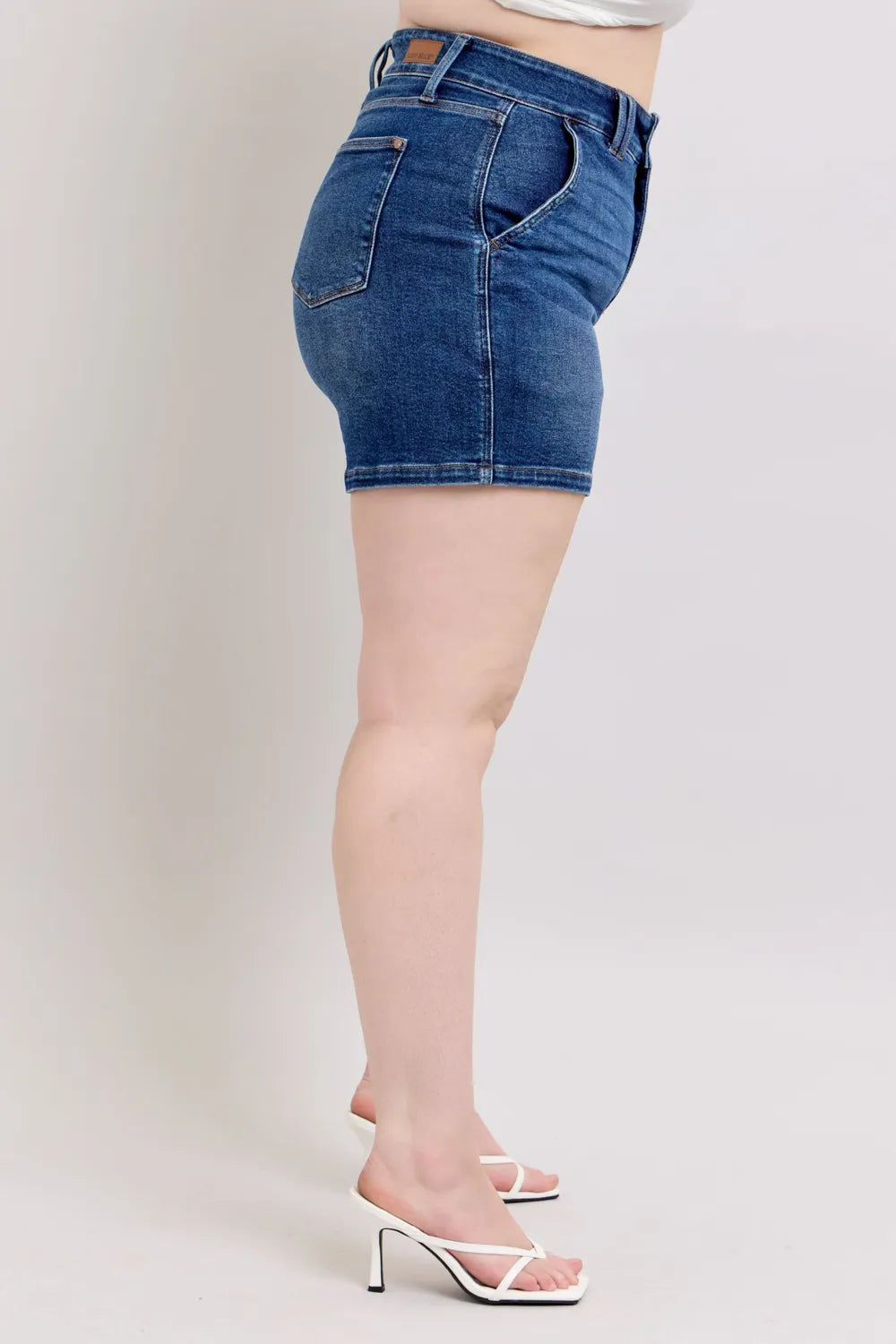 Judy Blue Full Size Double Button Waistband Denim Shorts Plus Size b5170b06-72b1-400d-8659-598aaa6c3423-Max