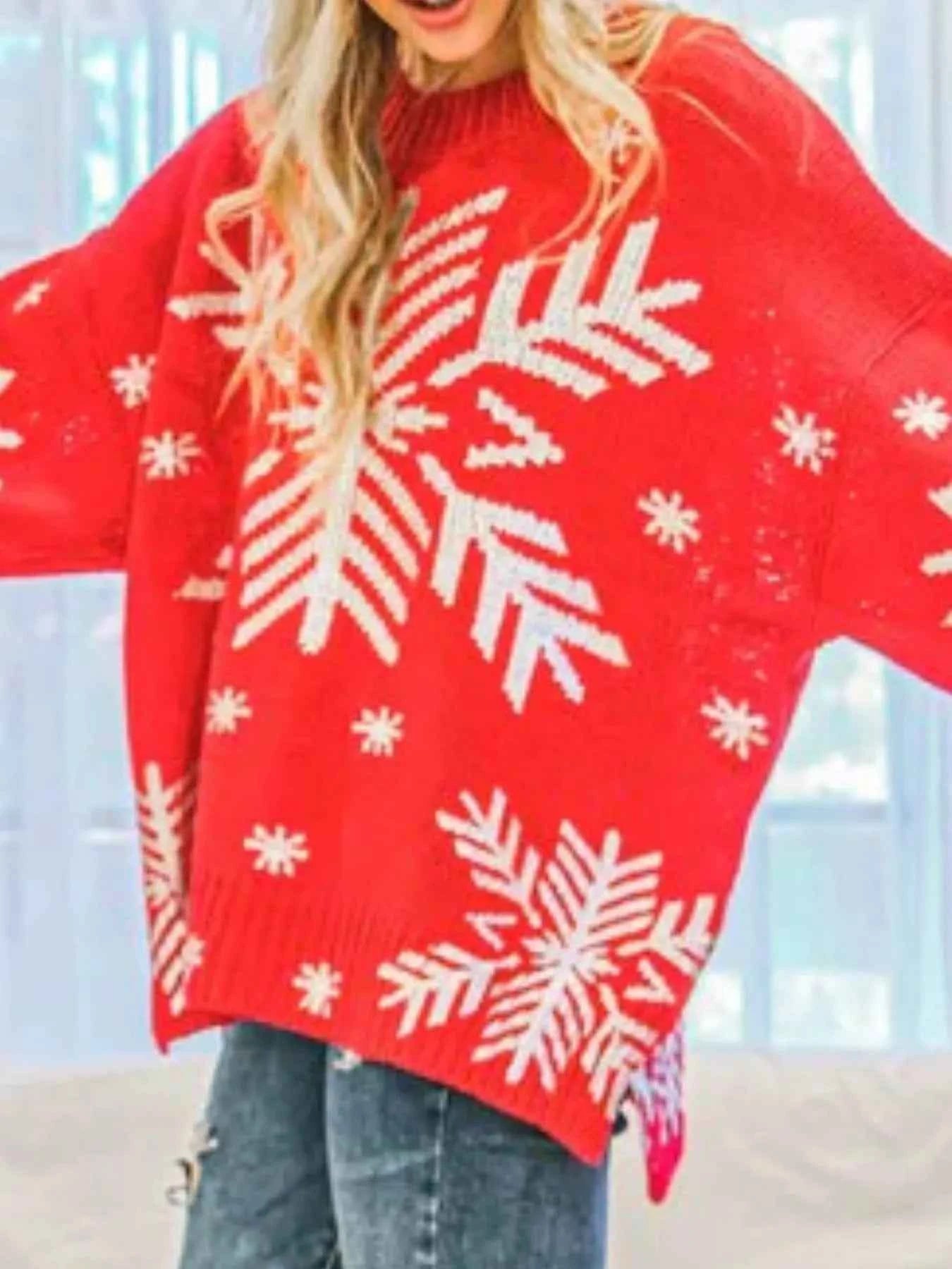 Christmas Snowflake Long Sleeve Sweater b530d258-8e7f-4d5f-90fe-d6fa38d96fa0-Max-Origin