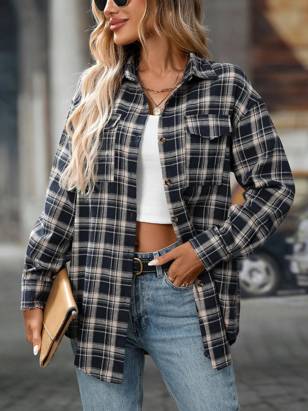 Plaid Button-Down Oversized Shirt b555b03b-bff1-44b0-8d8e-40017de525d5-Max-Origin