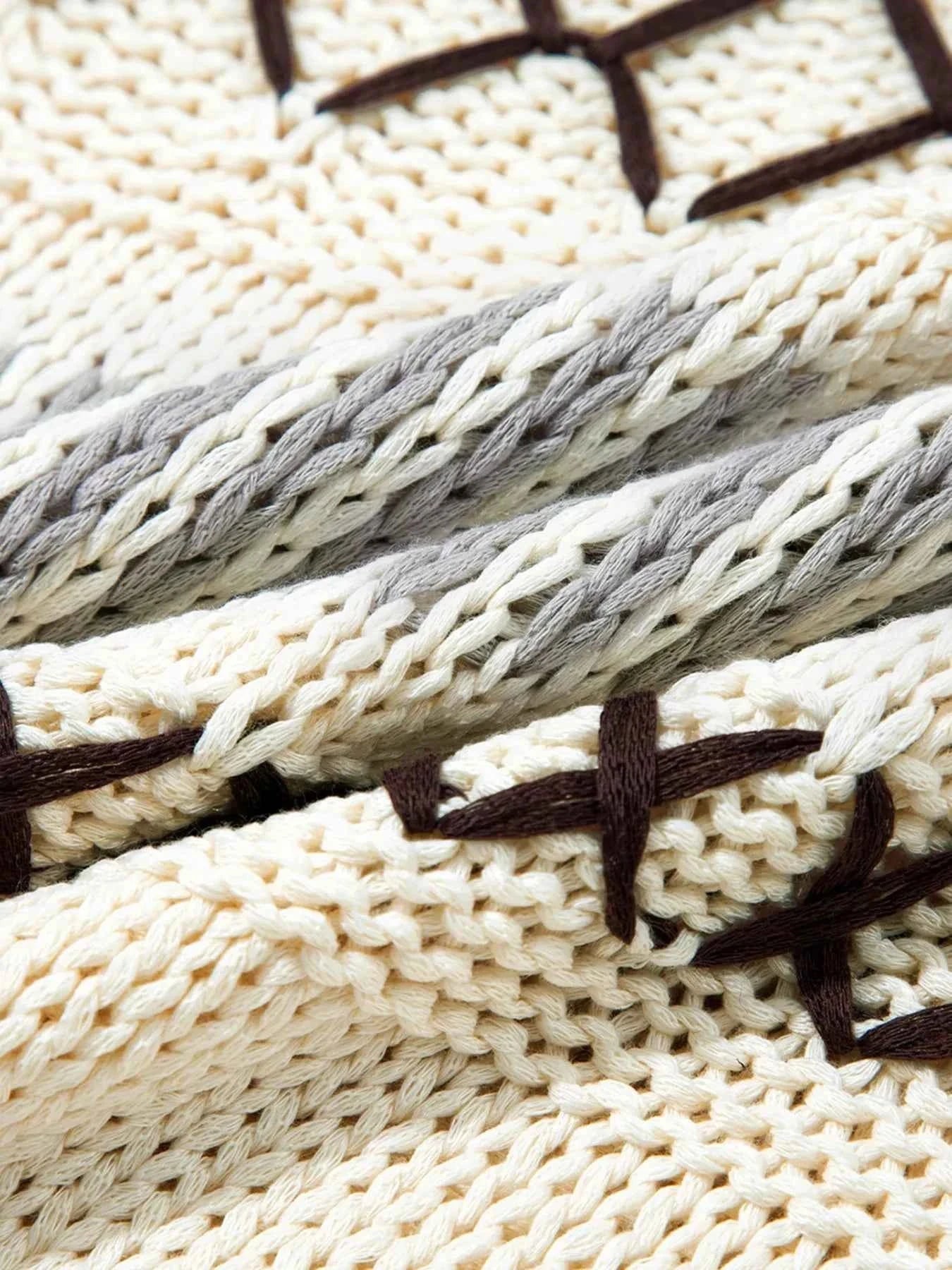 Contrast Stitch Detail V Neck Drop Shoulder Sweater b57a0749662a4a3aad0266a167996524-Max-Origin