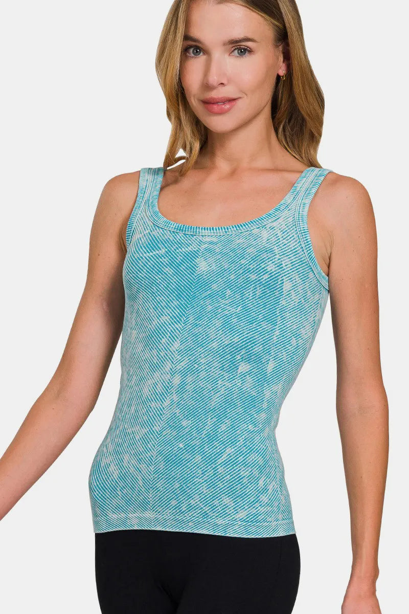 Zenana Ribbed Scoop Neck Tank Ice Blue b57a37e8-5b36-42b0-b036-36e4aeba37a7-Max