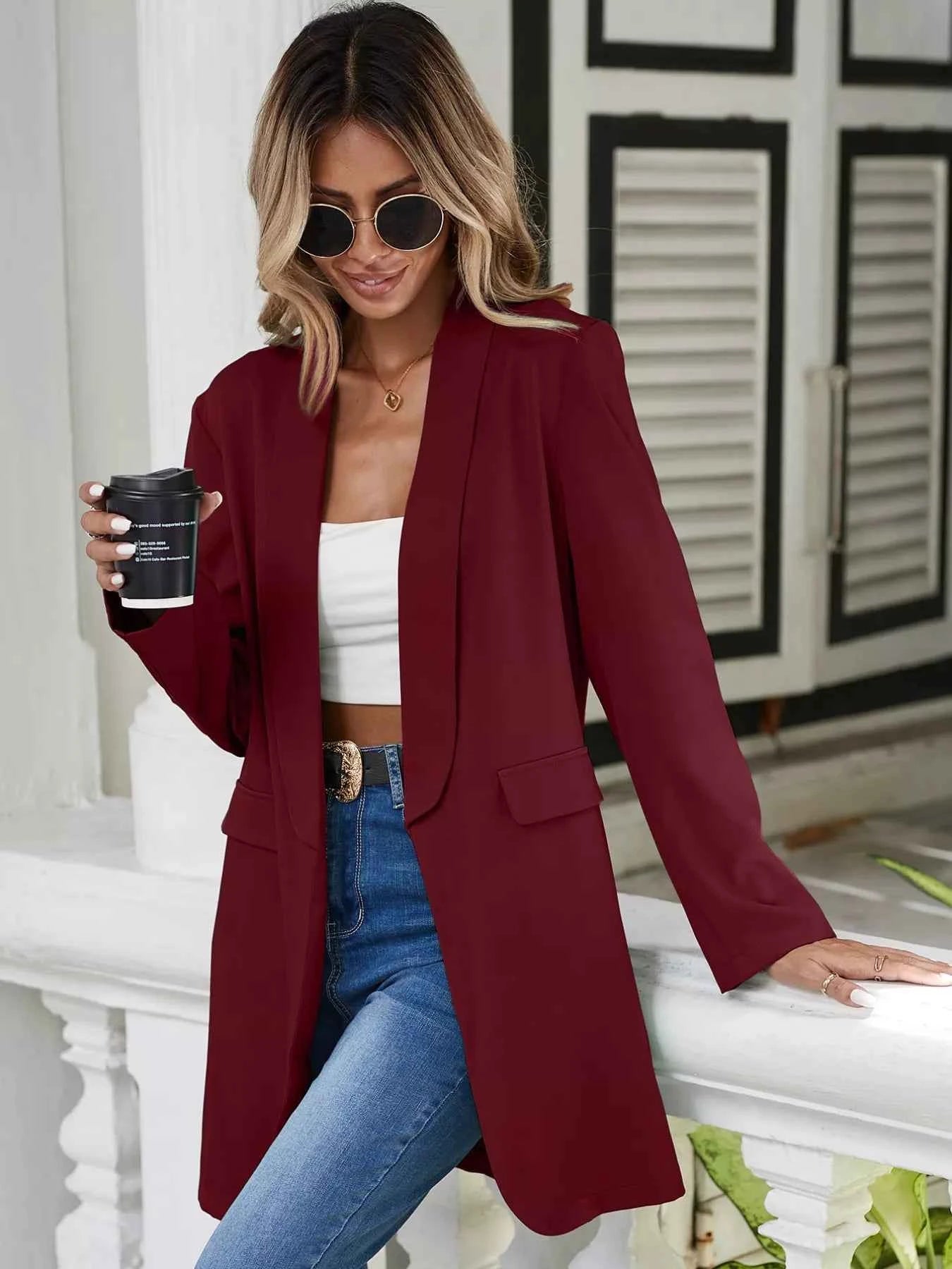 Lapel Collar Long Sleeve Blazer b5a30742-5916-432c-9e2b-2ea446b6a94c-Max-Origin