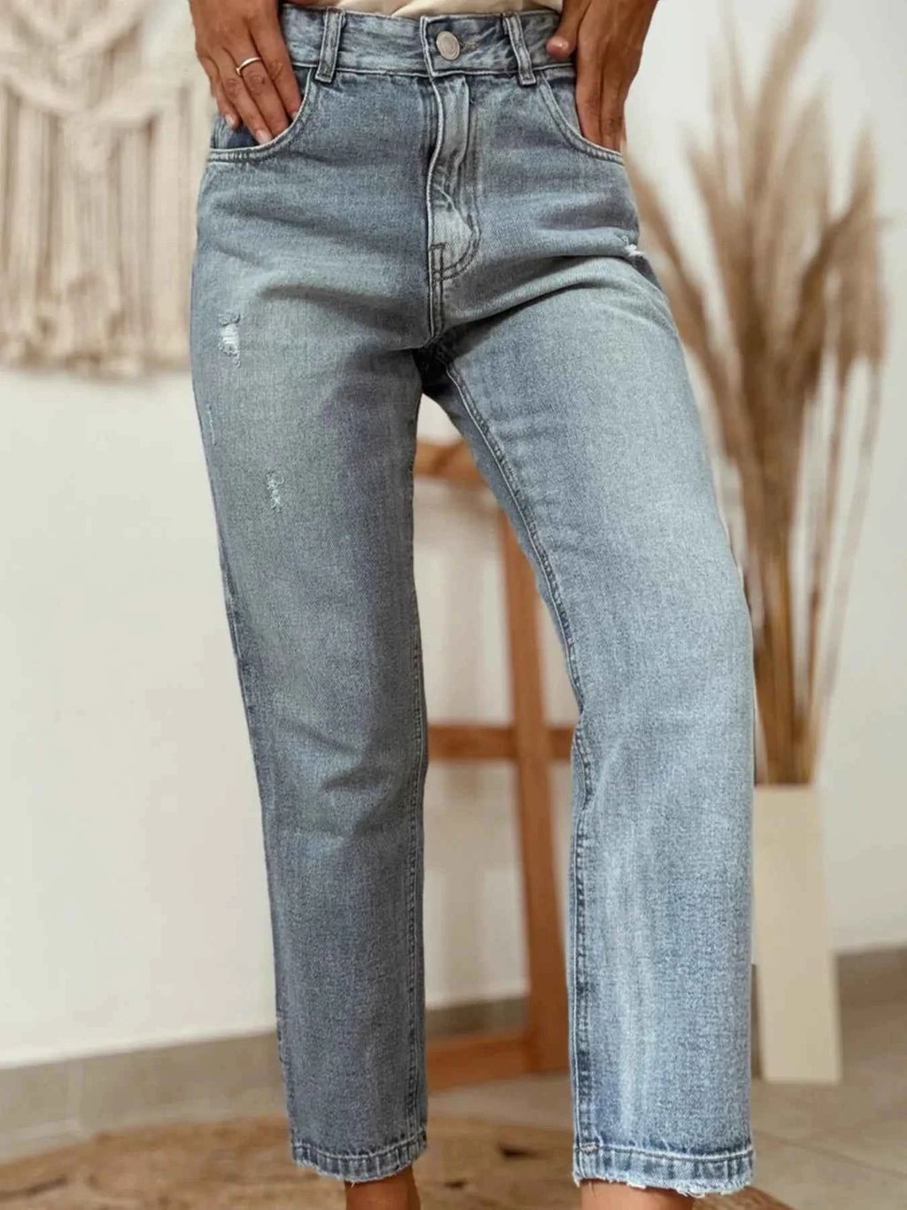 Distressed Ankle-length Straight Jeans Beau Blue b5c98ed34f5742e4ac47fcc49f0a165c-Max-Origin