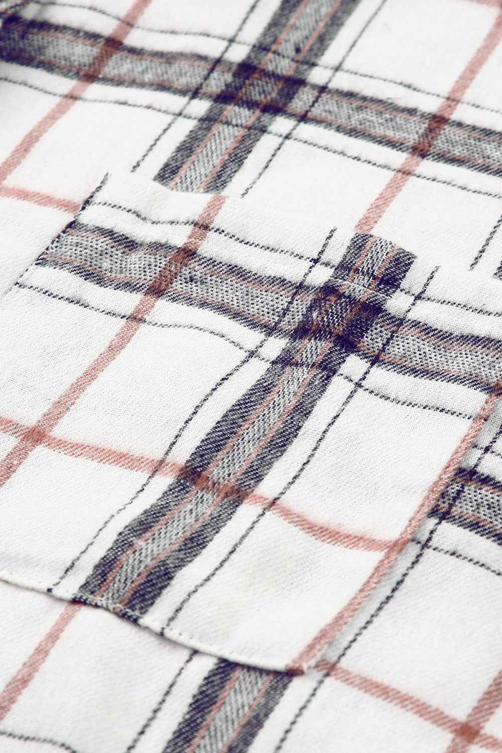 White Plaid Slits Bishop Sleeve Oversized Shacket b5ed2ed115d4dc3b
