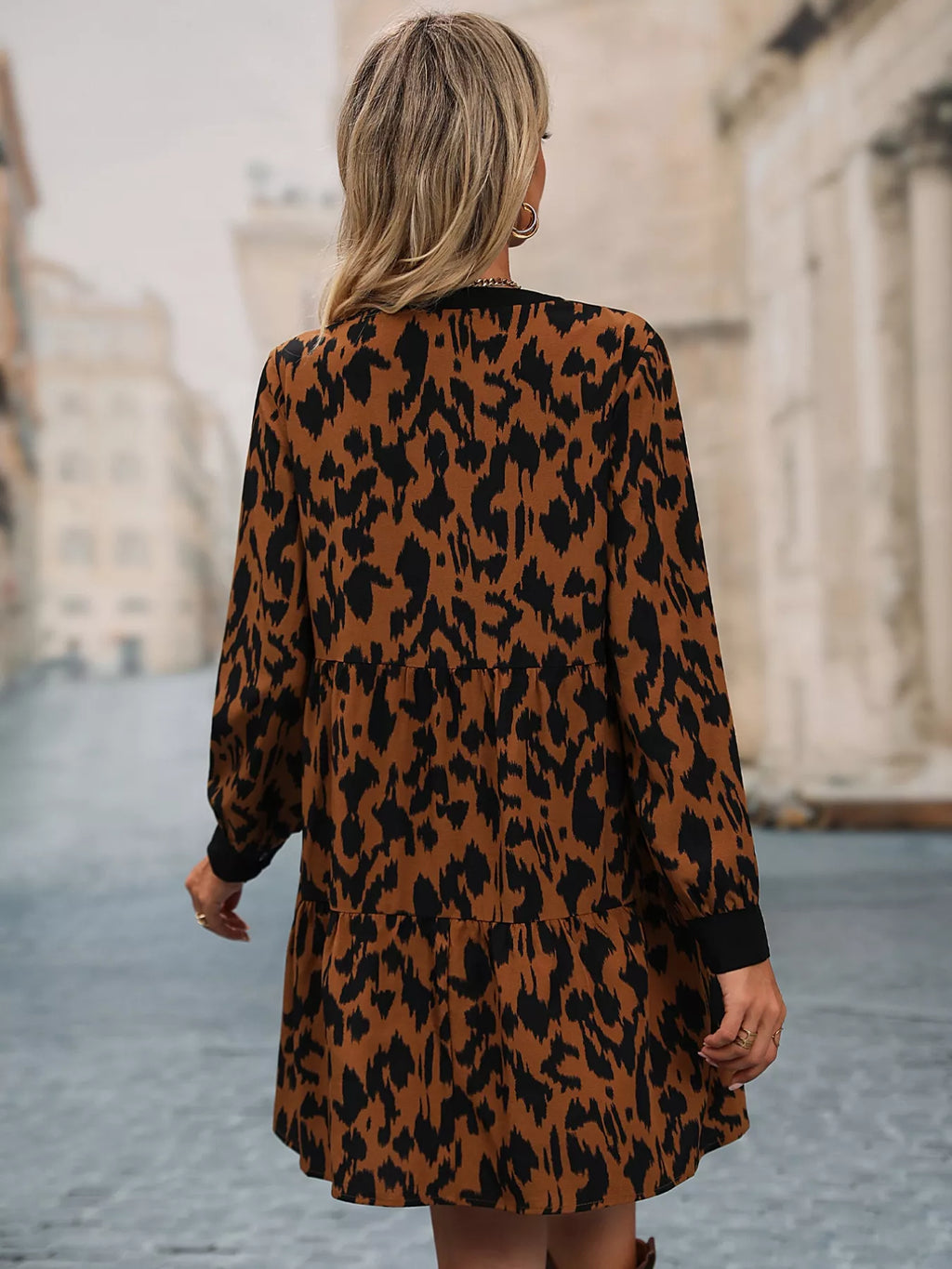Leopard Tie Neck Long Sleeve Dress b64348b1-afa4-4924-8d5d-5ec5ddc8cf43-Max-Origin