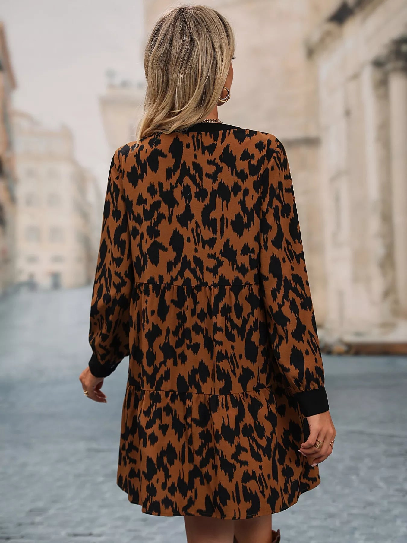 Leopard Tie Neck Long Sleeve Dress b64348b1-afa4-4924-8d5d-5ec5ddc8cf43-Max-Origin
