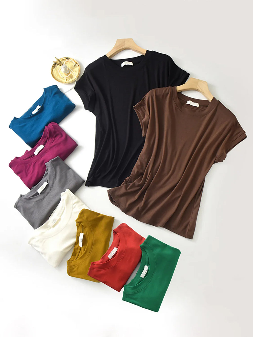 Round Neck Short Sleeve T-Shirt Black b64d6a80-f0df-41d0-89fa-bb558a5162da-Max-Origin