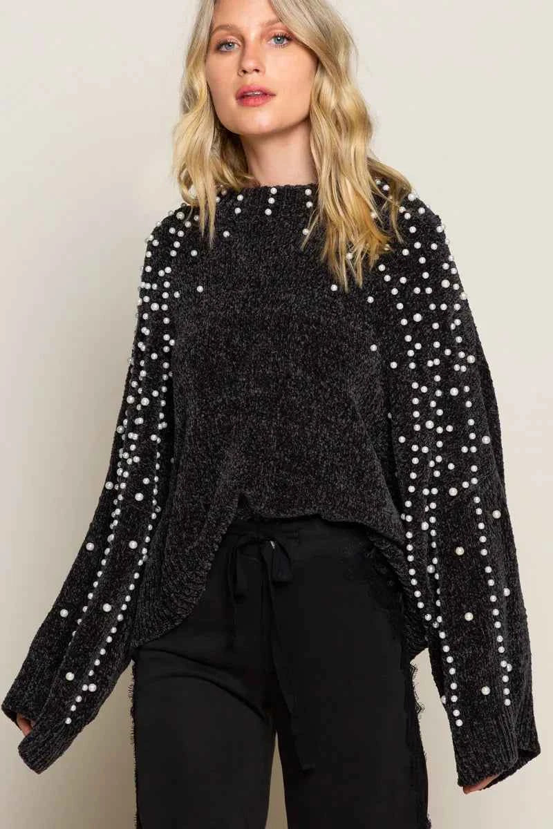 POL Oversized Pearl Embellished Sweater b659db43-3d90-45f6-8665-ac5b238fd327-Max-Origin