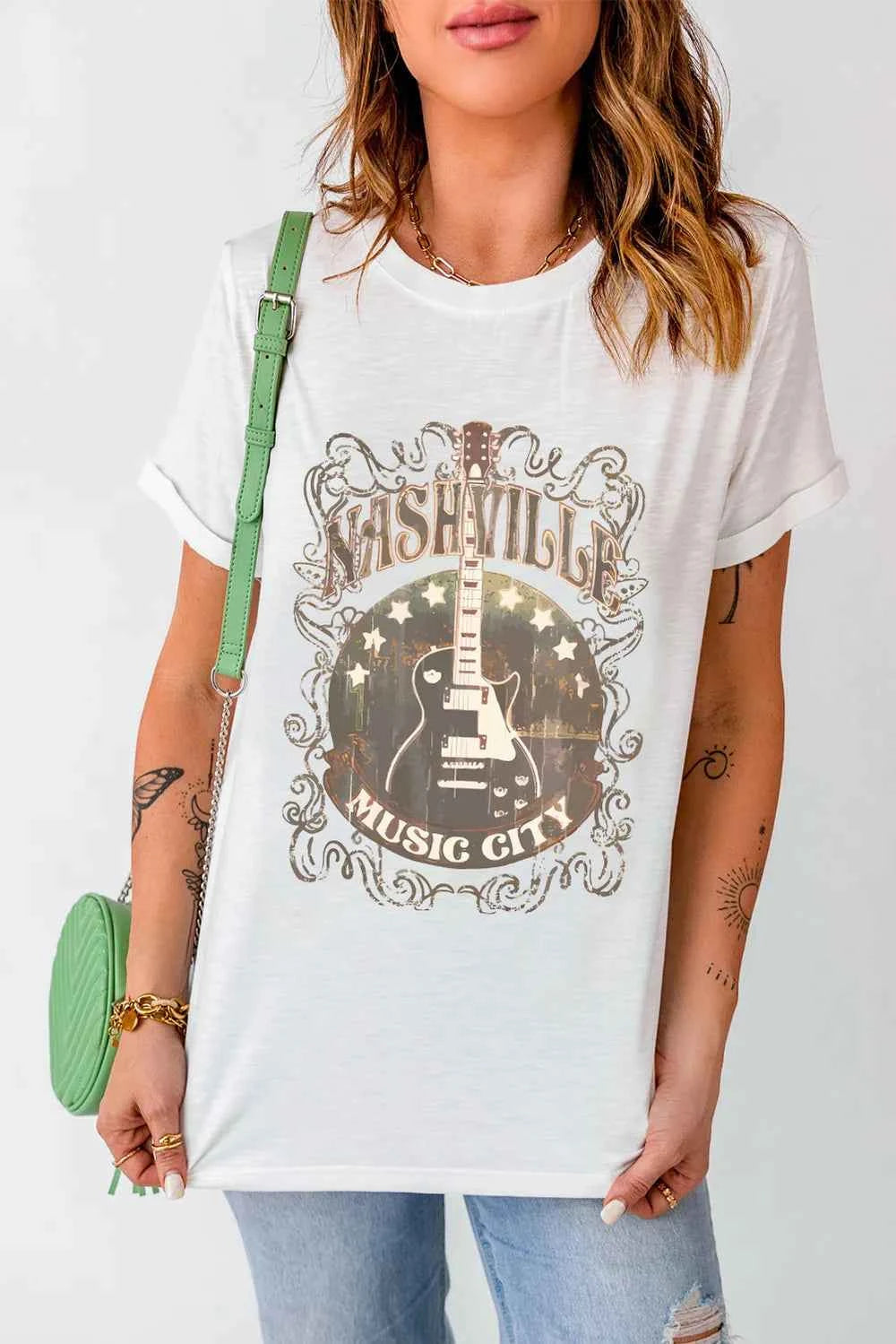 Guitar Graphic Round Neck Short Sleeve T-Shirt b65d7b10-1372-44cf-a4f1-c56c238d0442-Max